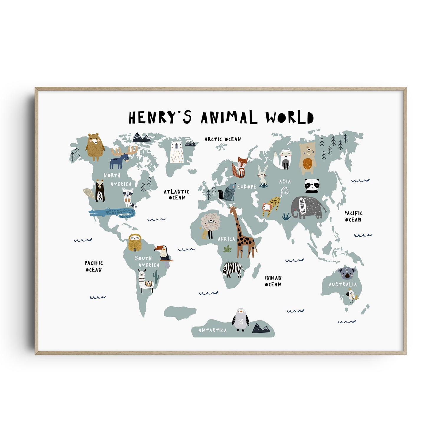 Animal World Map Print