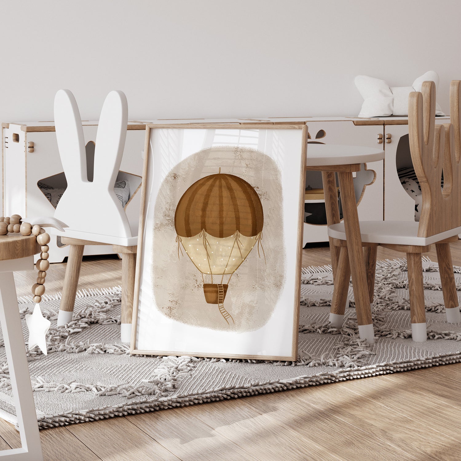 Whimsy Hot Air Ballon Print - Brown