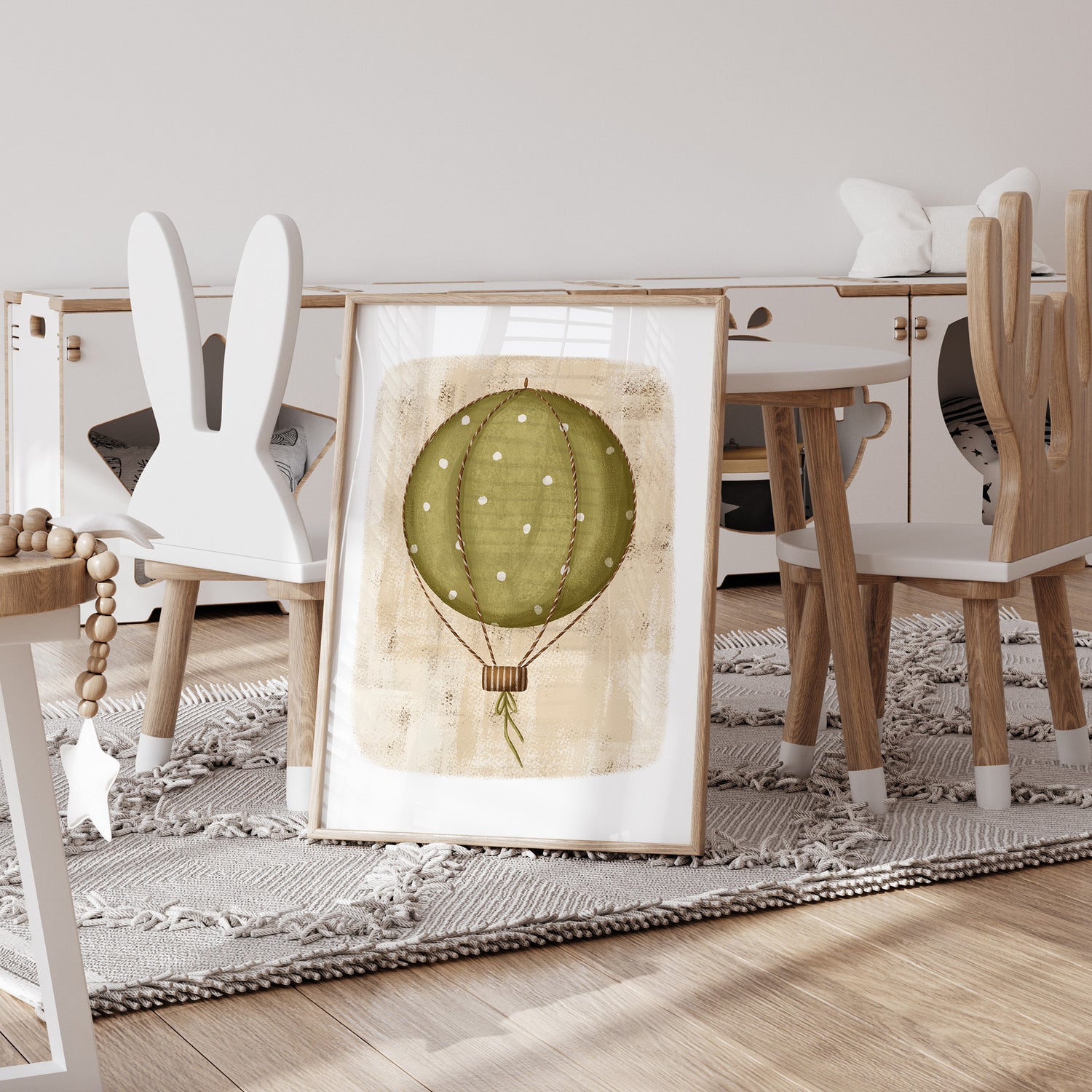 Whimsy Hot Air Ballon Print - Green