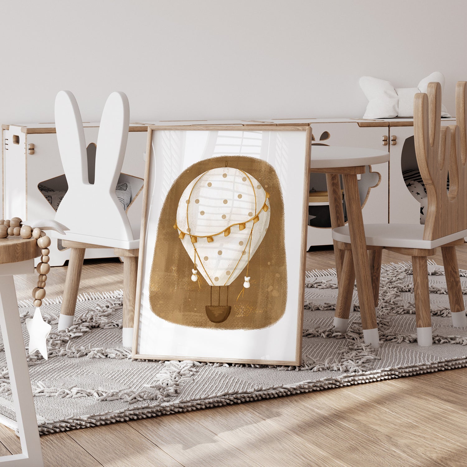 Whimsy Hot Air Ballon Print - White