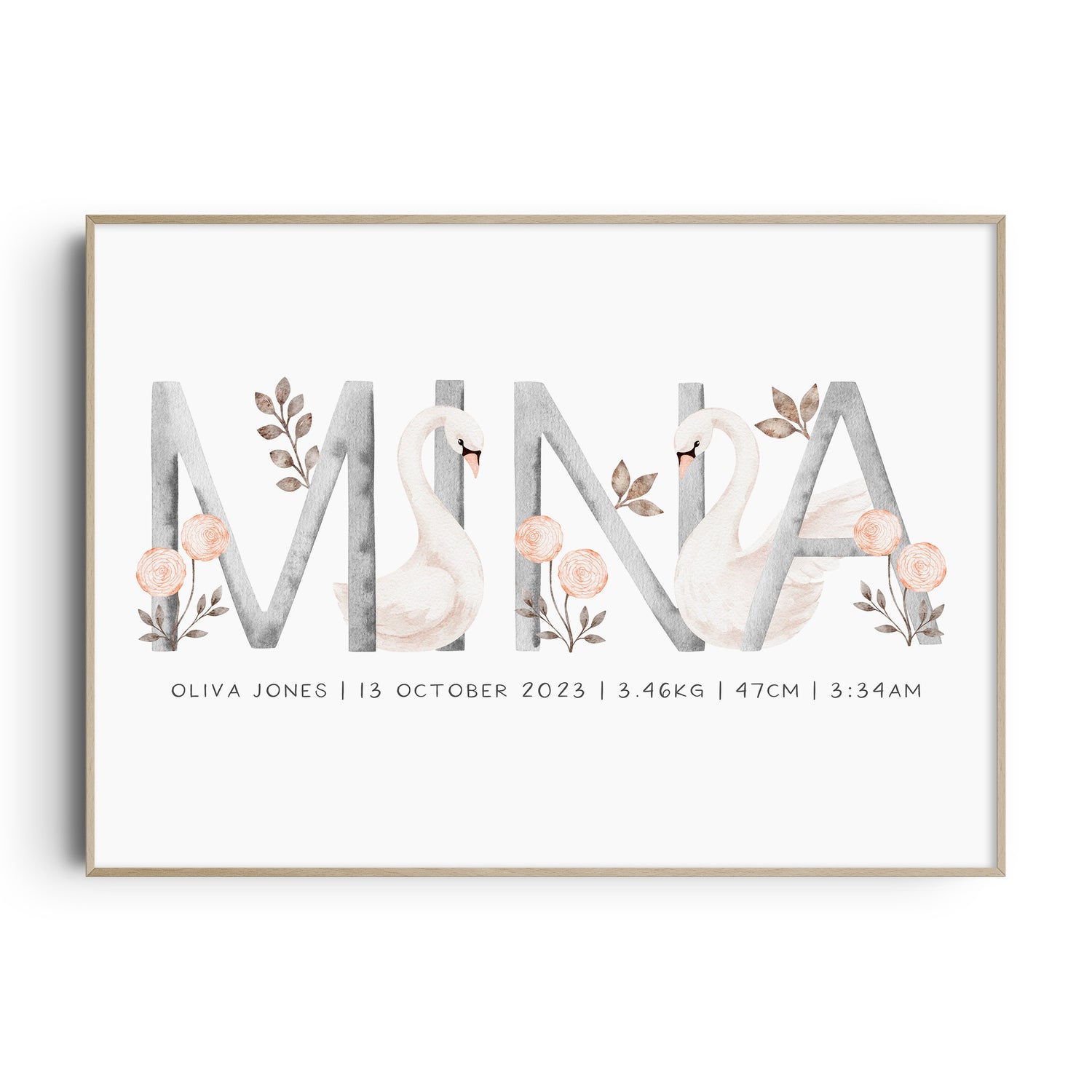 Swan Name & Birth Print