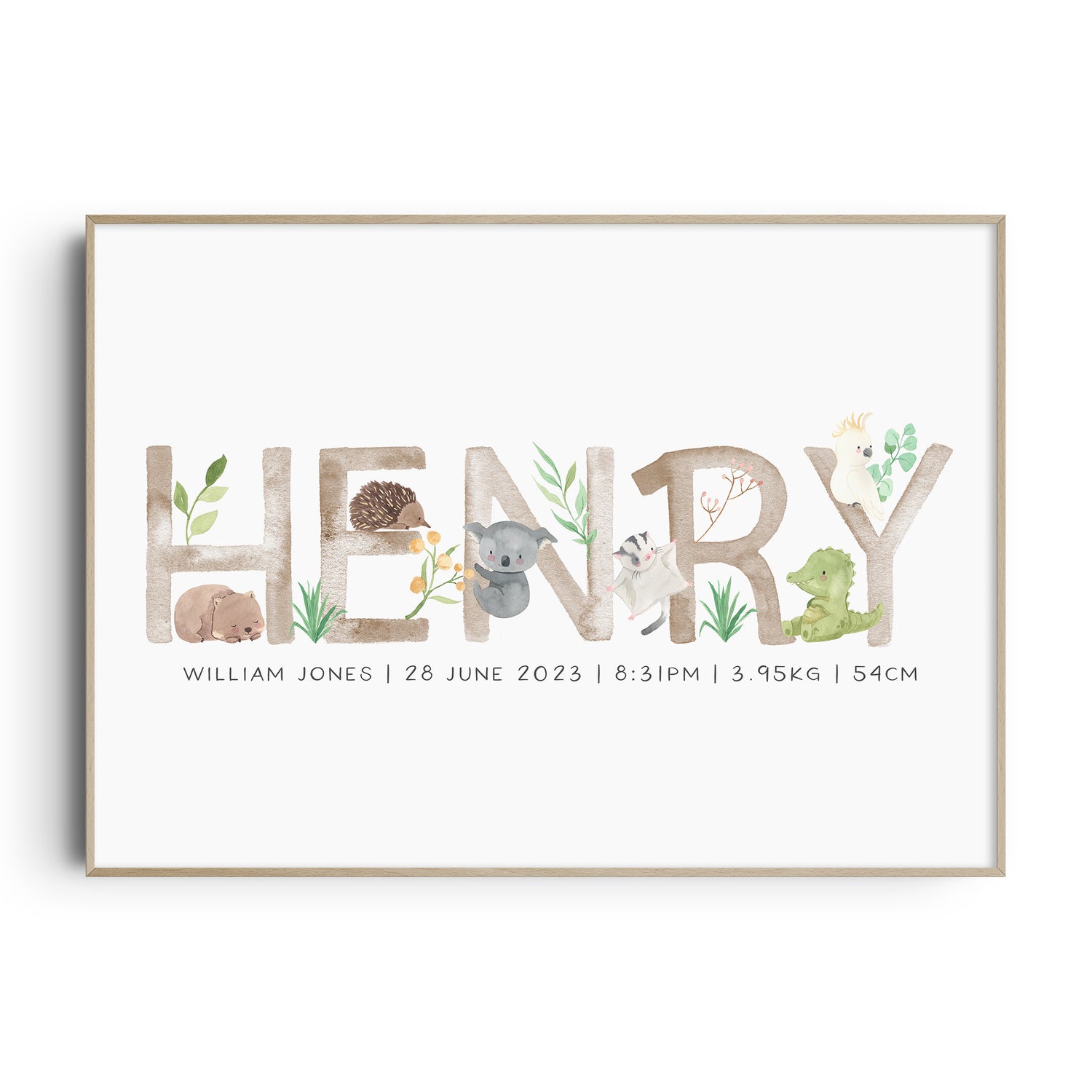 Australian Animals Name Print