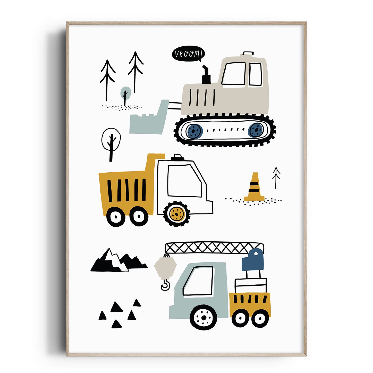 Construction Vehicles Print