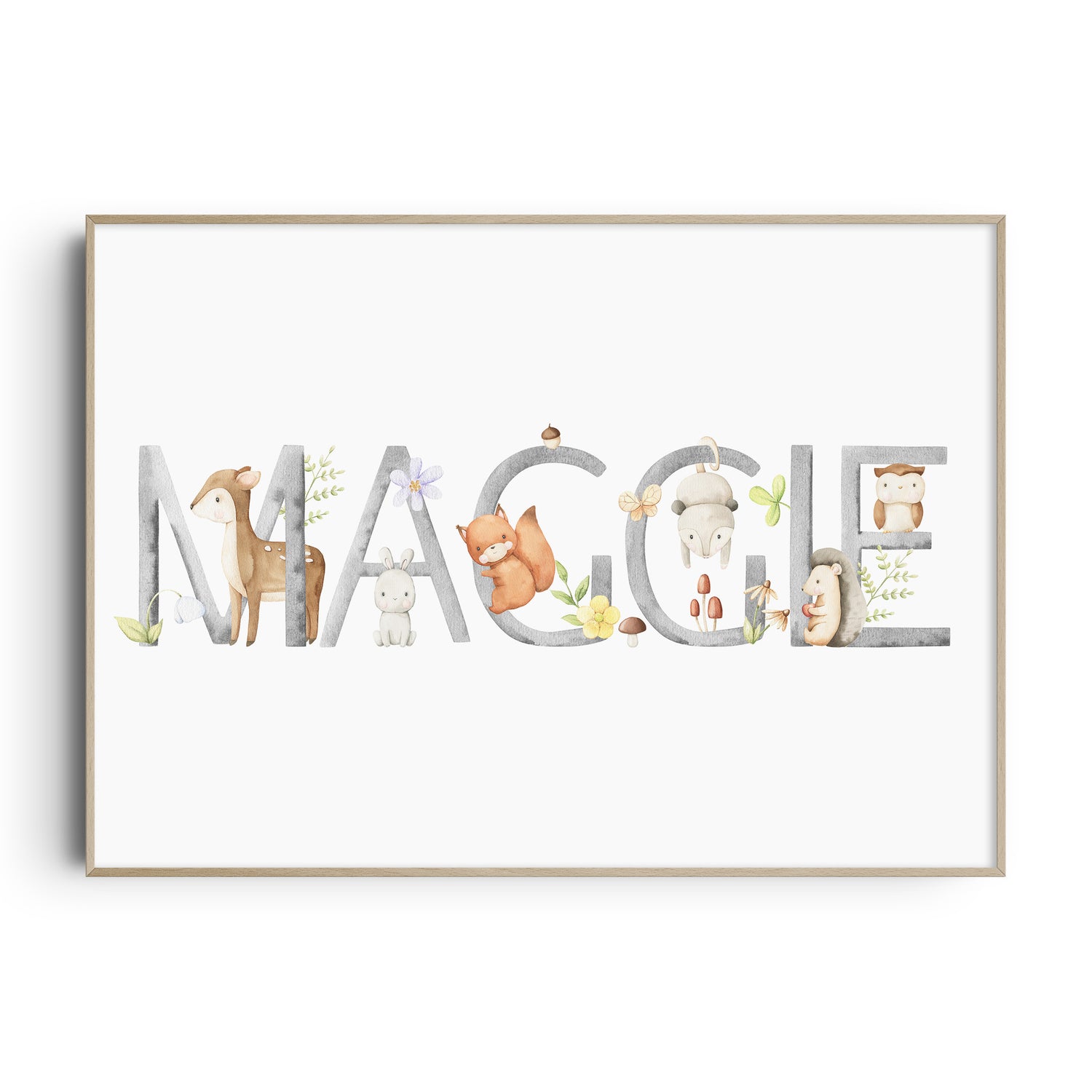 Woodland Animal Name Print