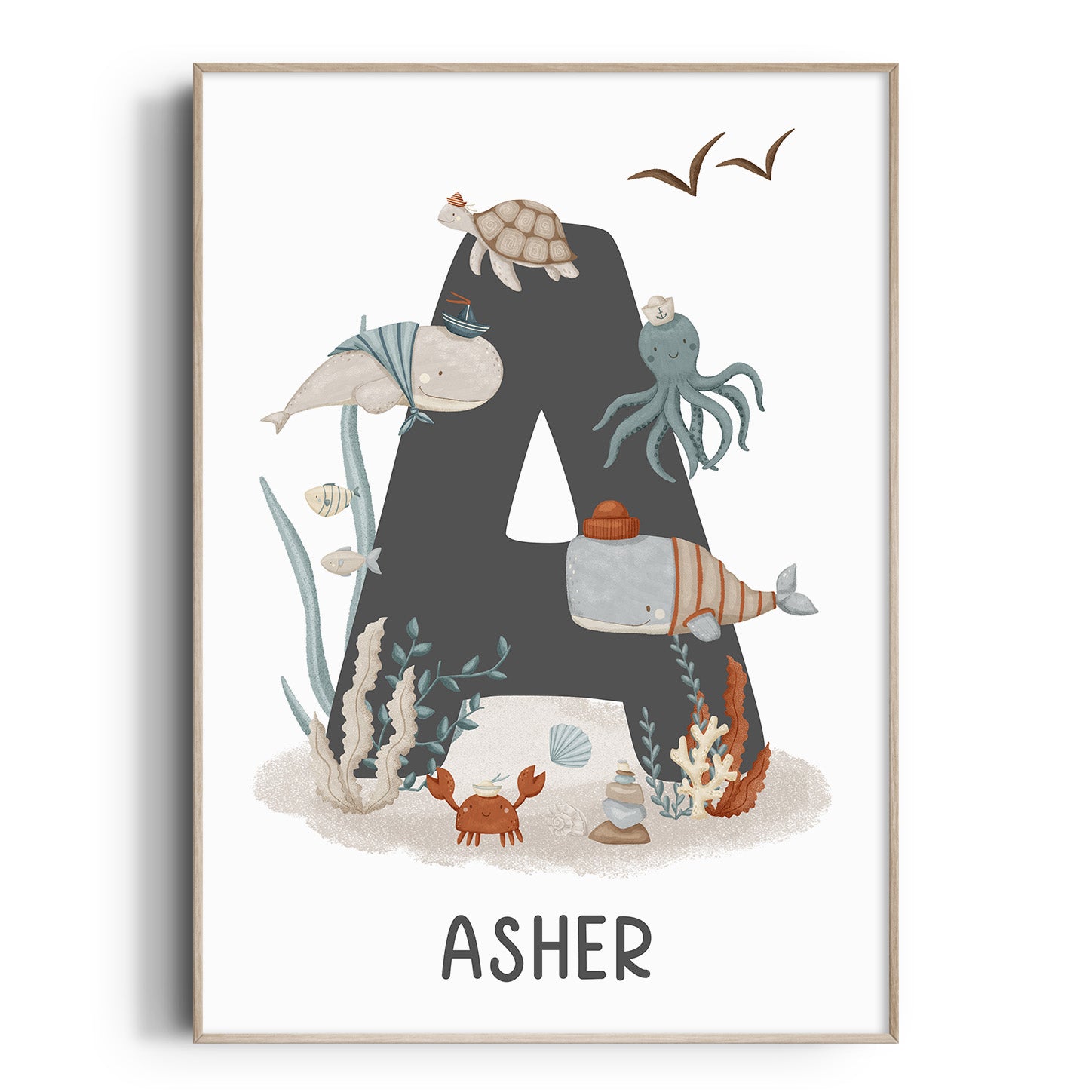 Sea Animals Name & Letter Print