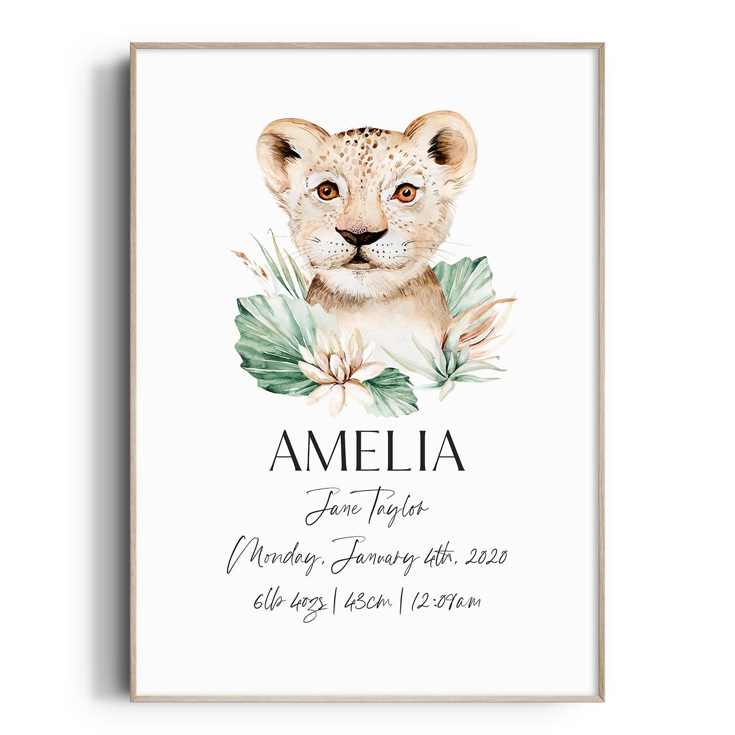 Safari Lion Birth Print