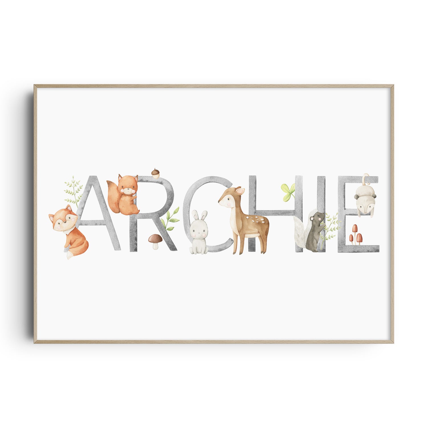 Woodland Animal Name Print