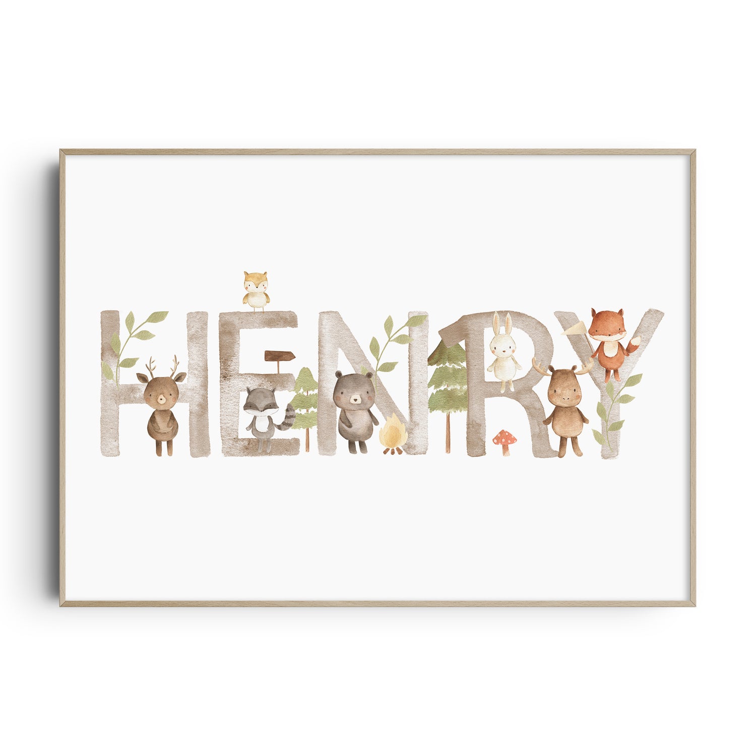 Woodland Animal Name Print