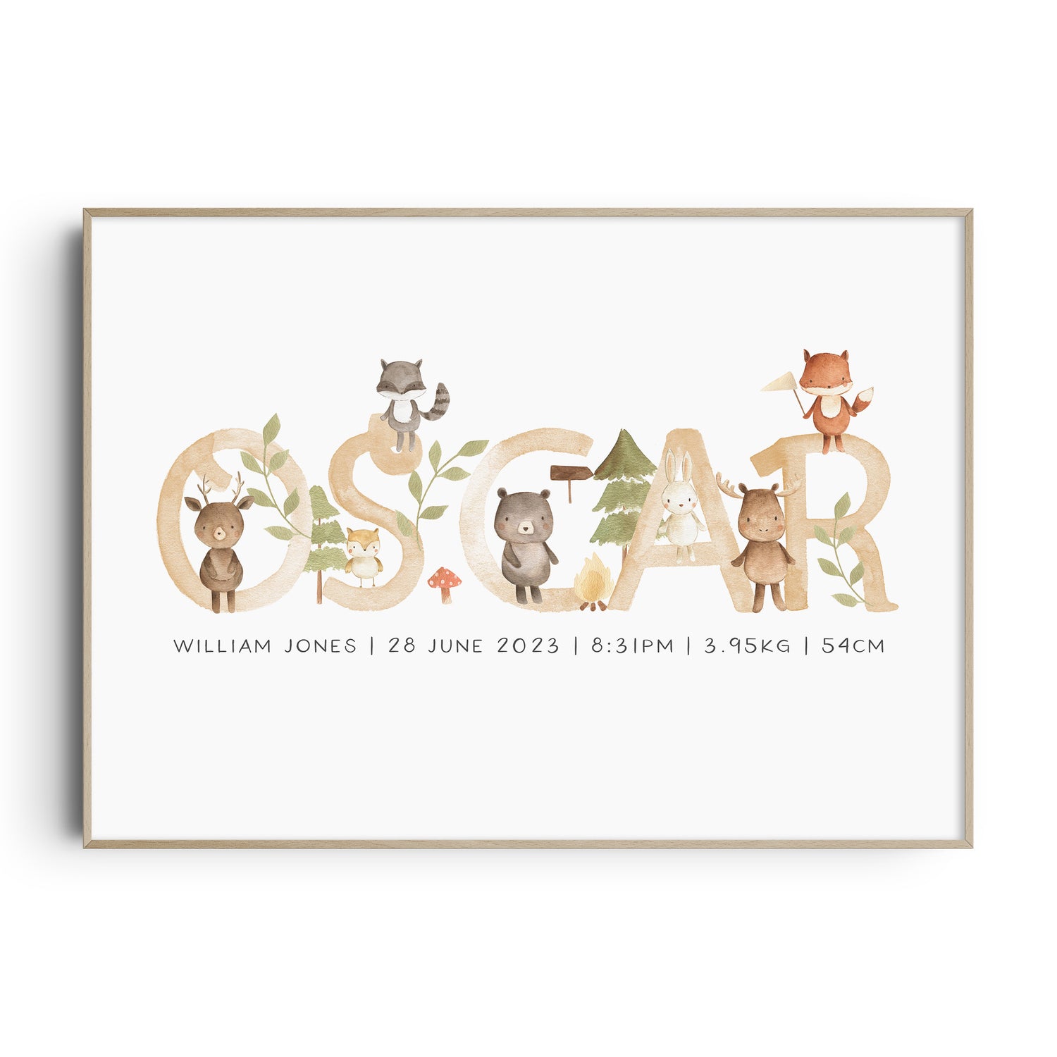 Woodland Animal Name Print