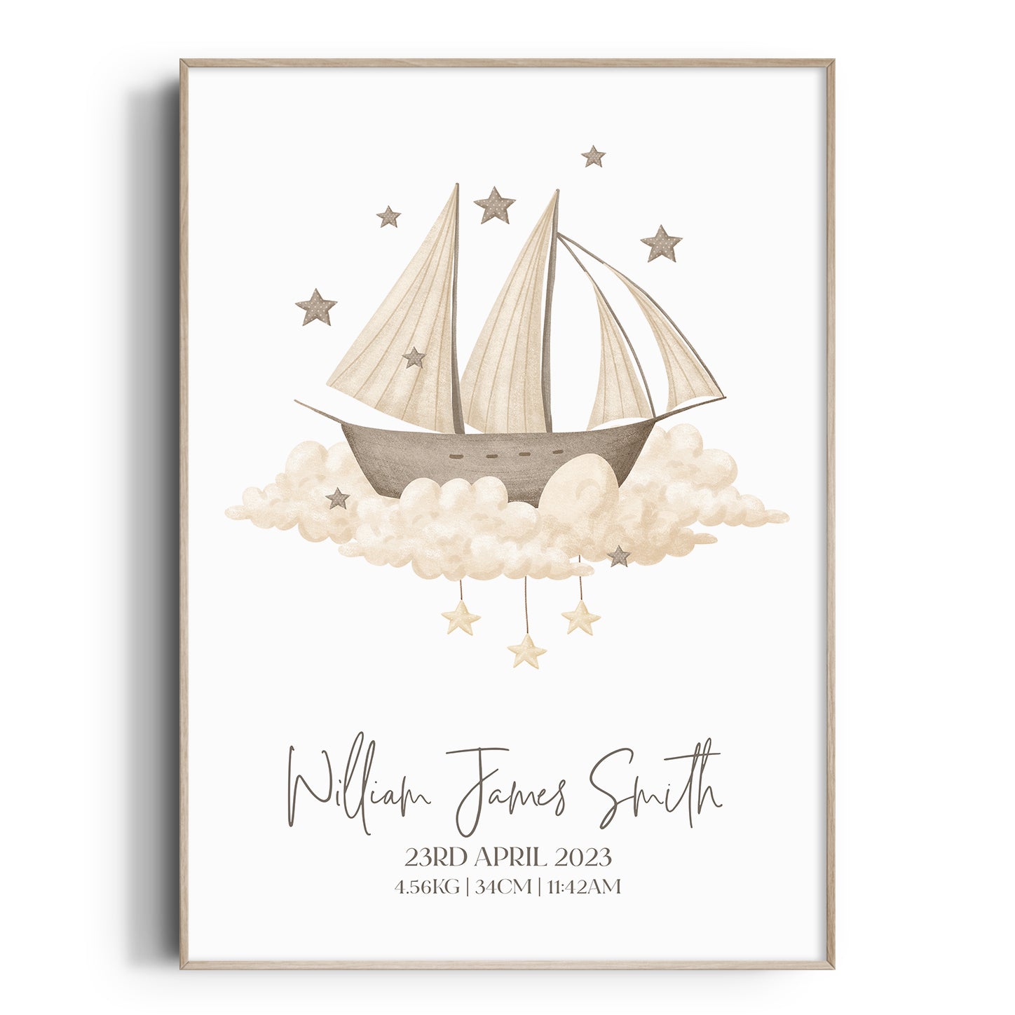Vintage Ship Birth Print