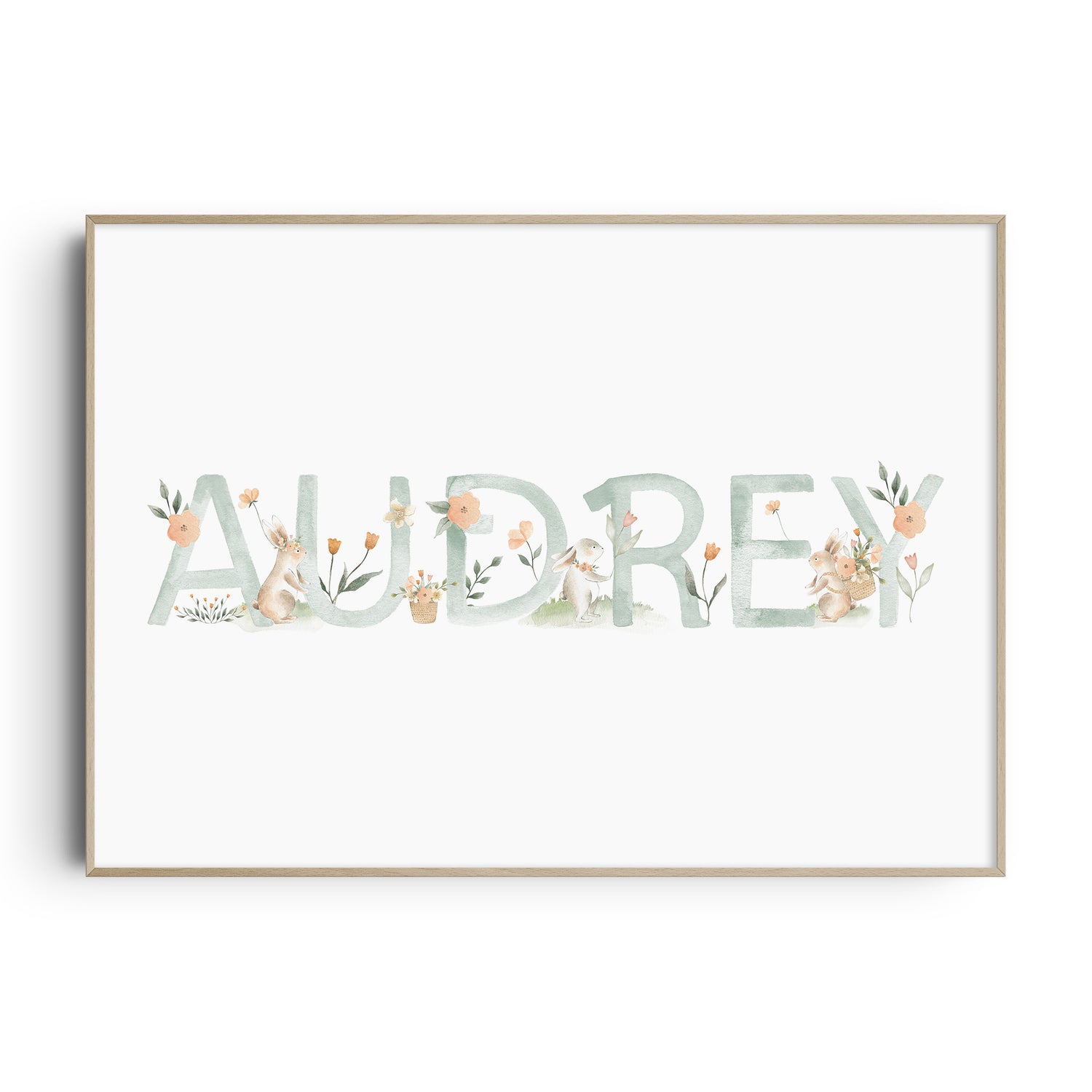 Spring Bunnies Name & Birth Print
