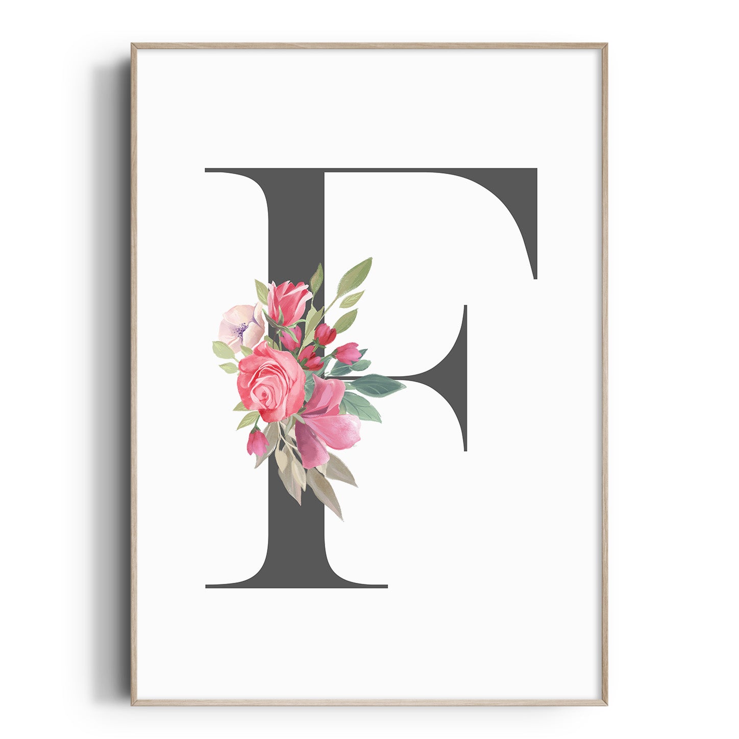 Pink Floral Letter Print