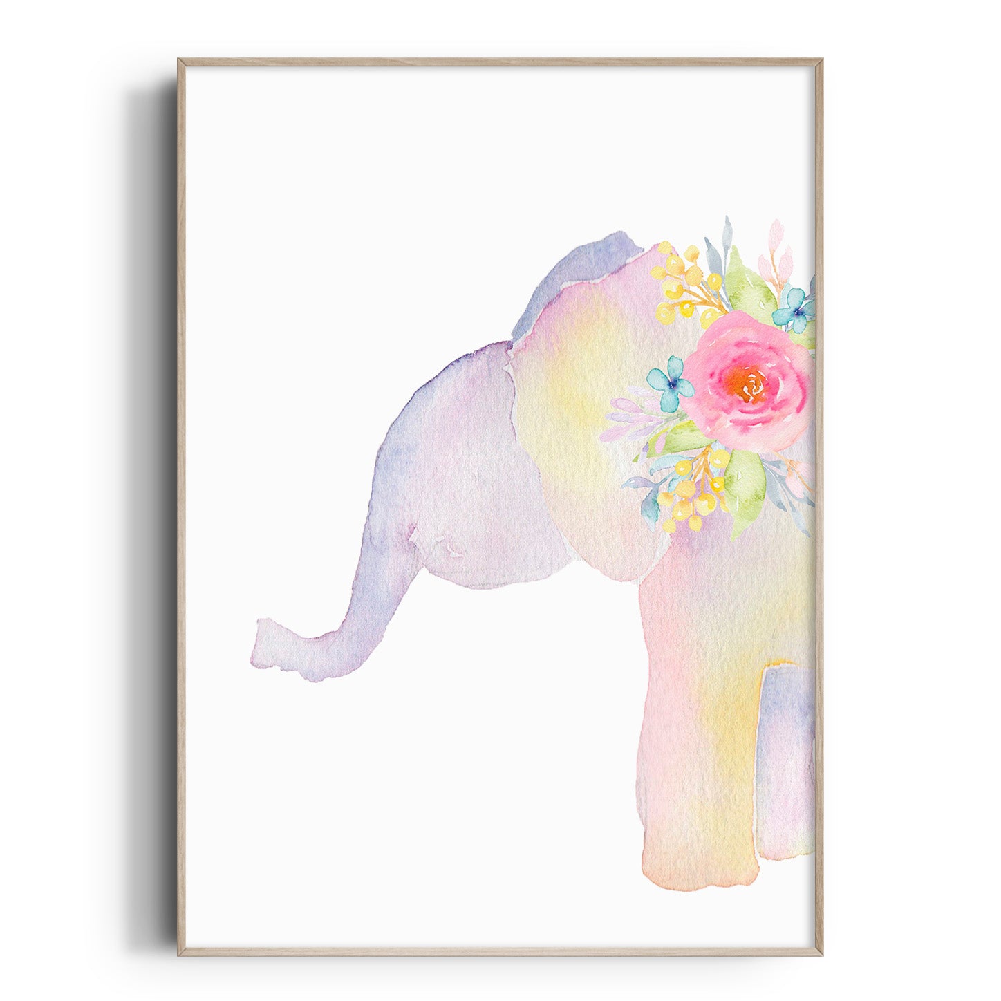 Floral Watercolour Elephant Print
