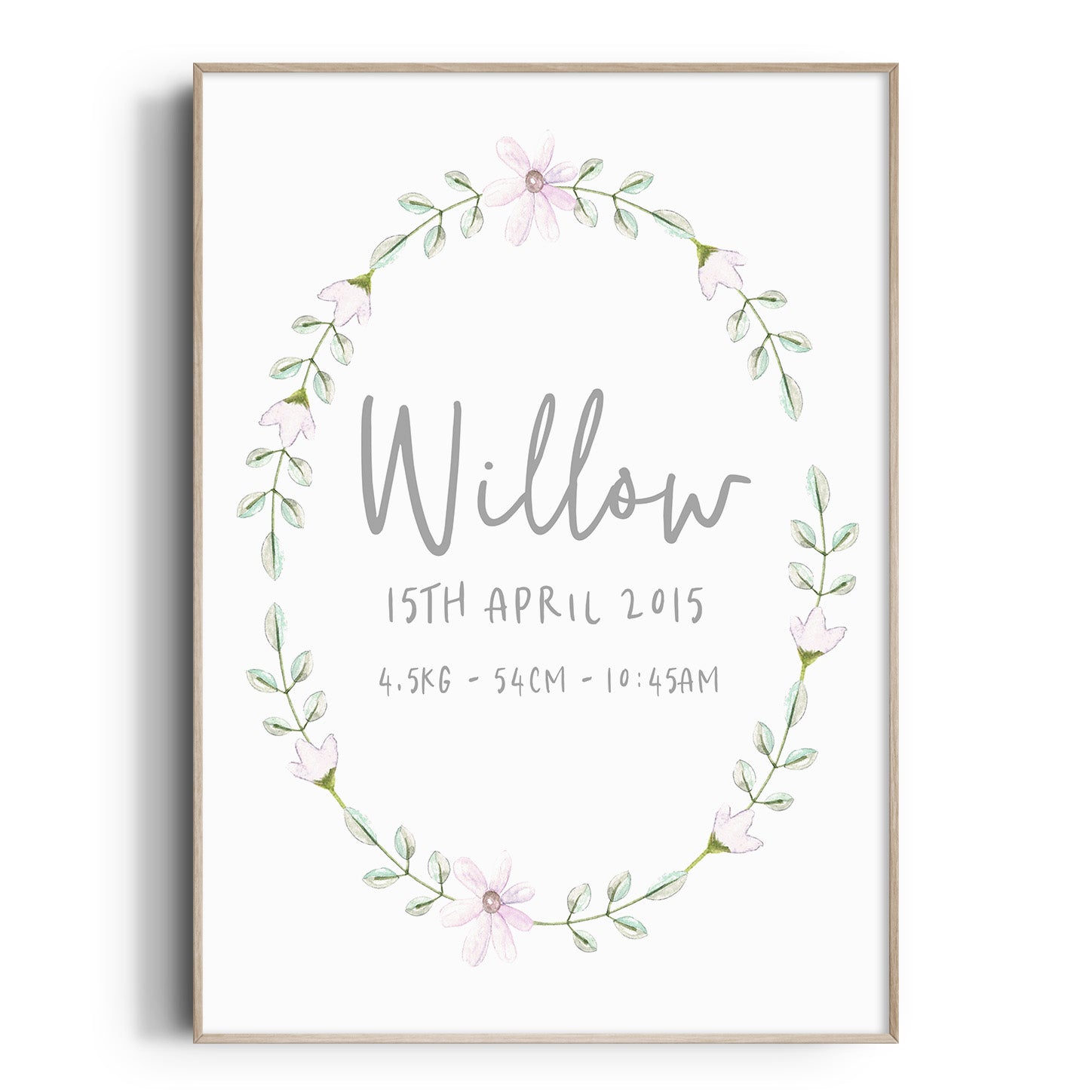 Floral Woodland Birth Print