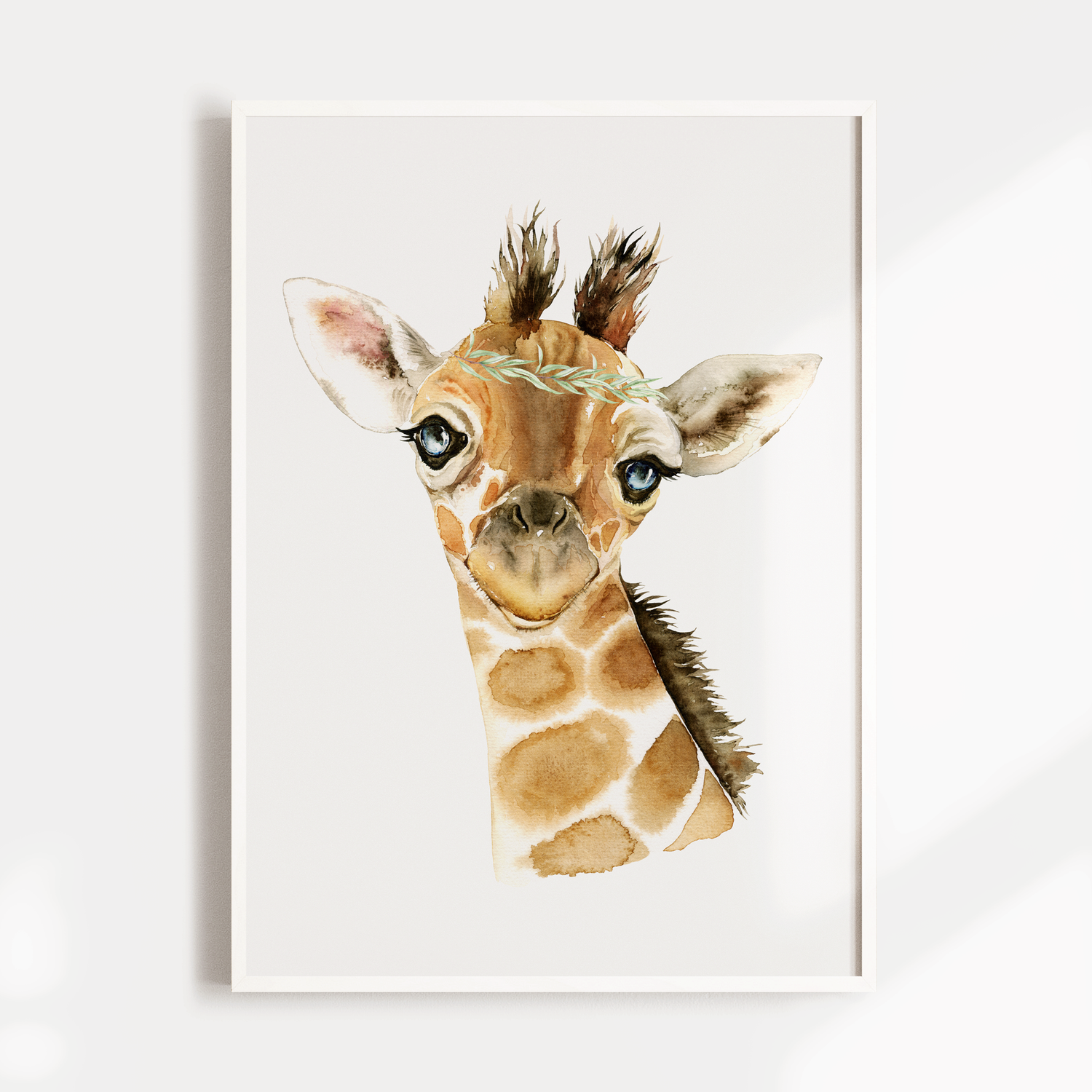 Panda & Giraffe Watercolour Nursery or Bedroom Print Set with Personalised Name