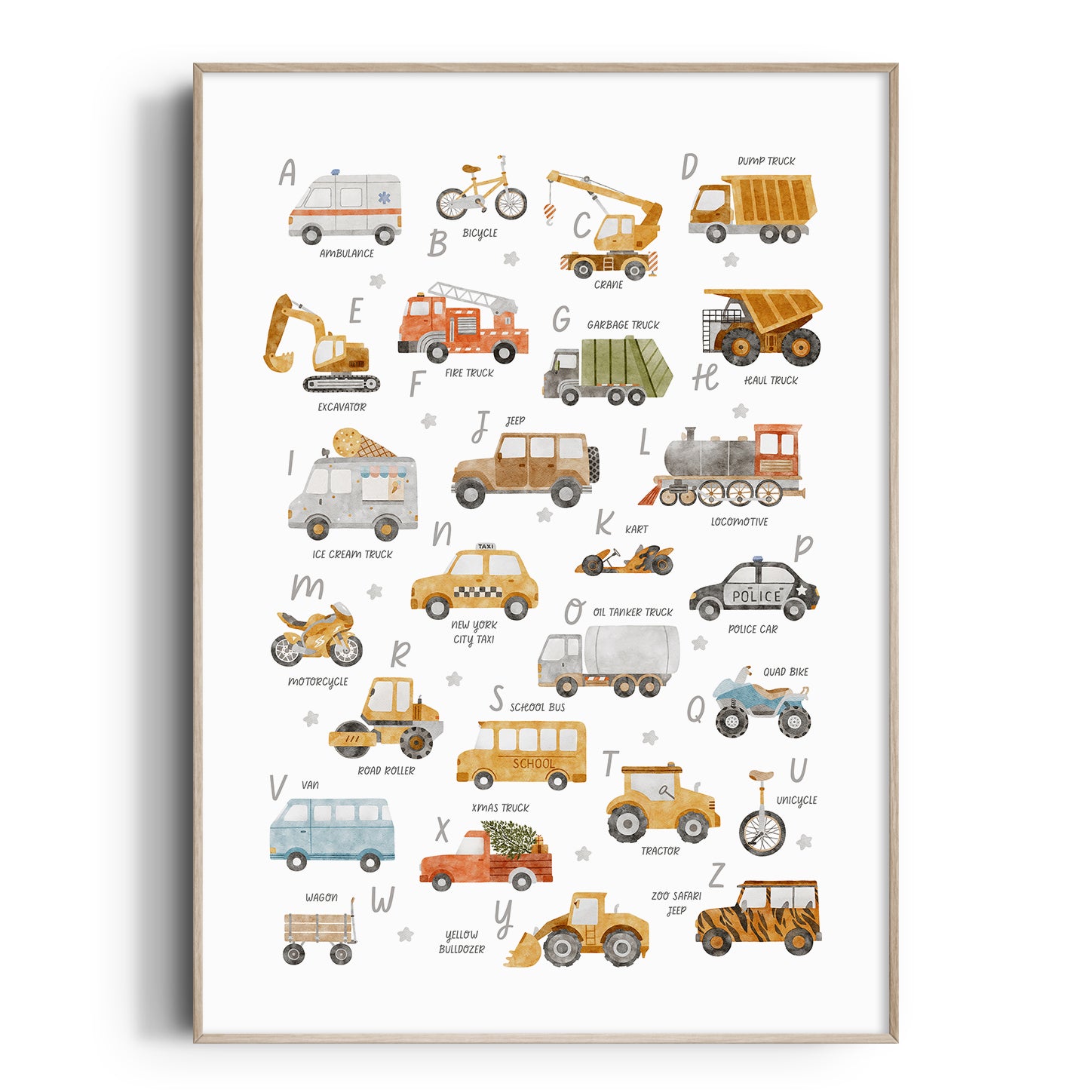 Vehicles Alphabet Print