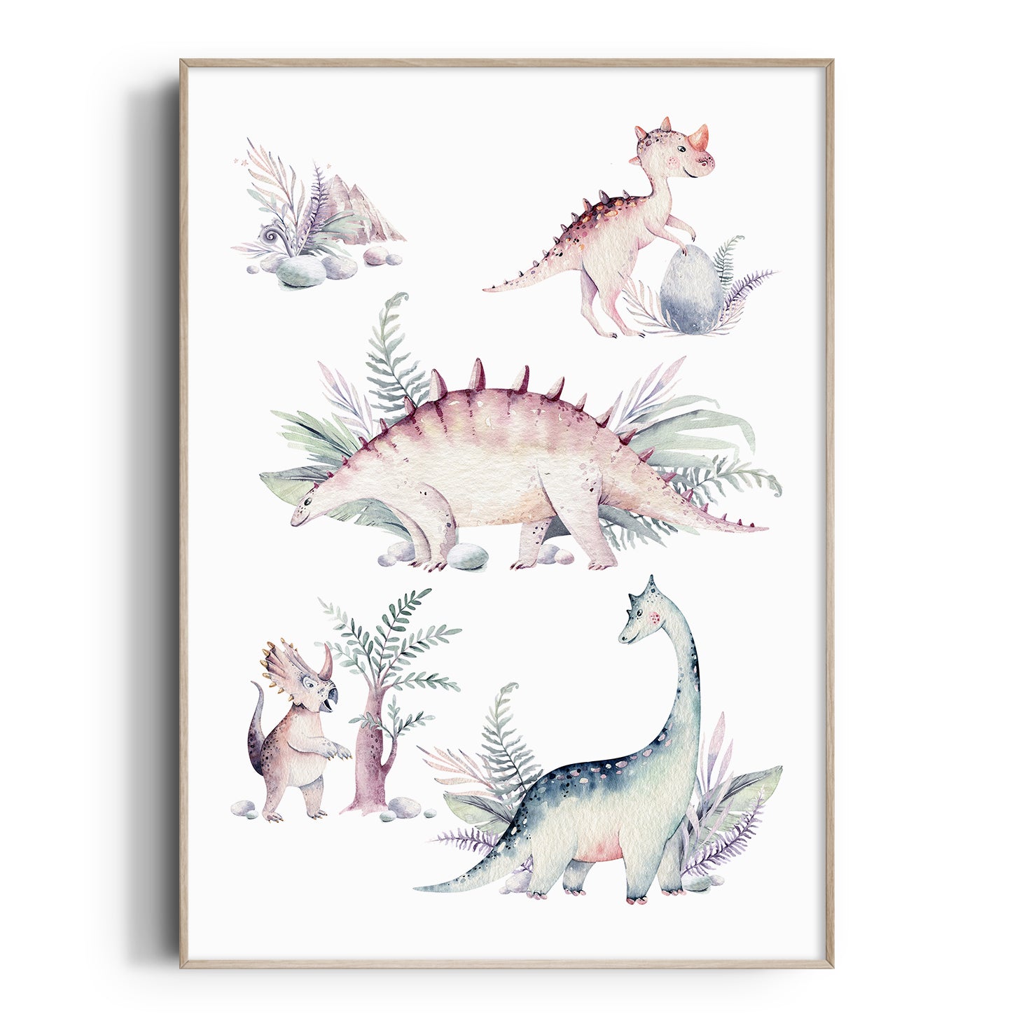 Watercolour Dinosaurs Print