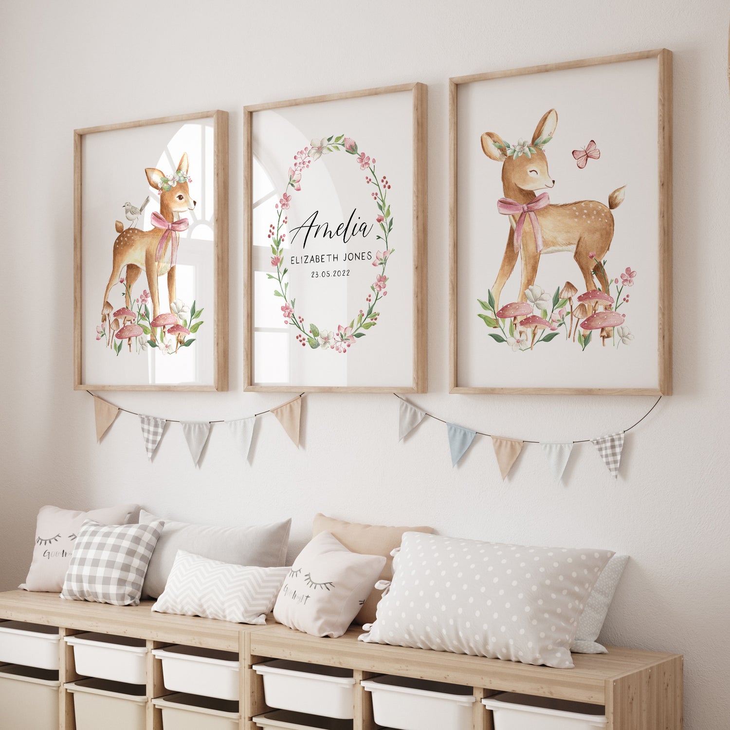 Woodland Deers & Birth Print