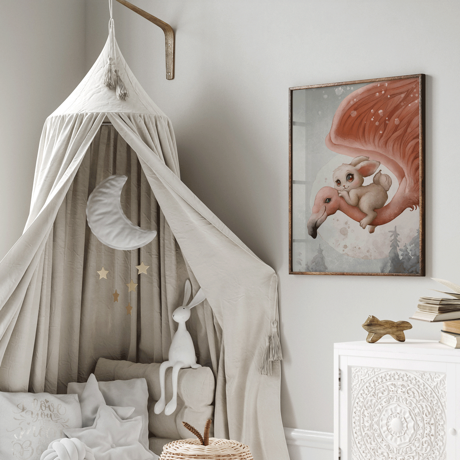 Magical Flamingo & Bunny Print