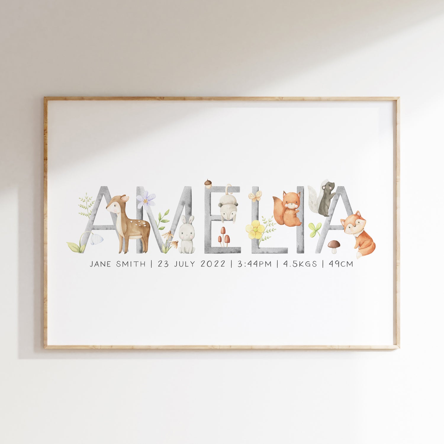 Woodland Animal Name Print
