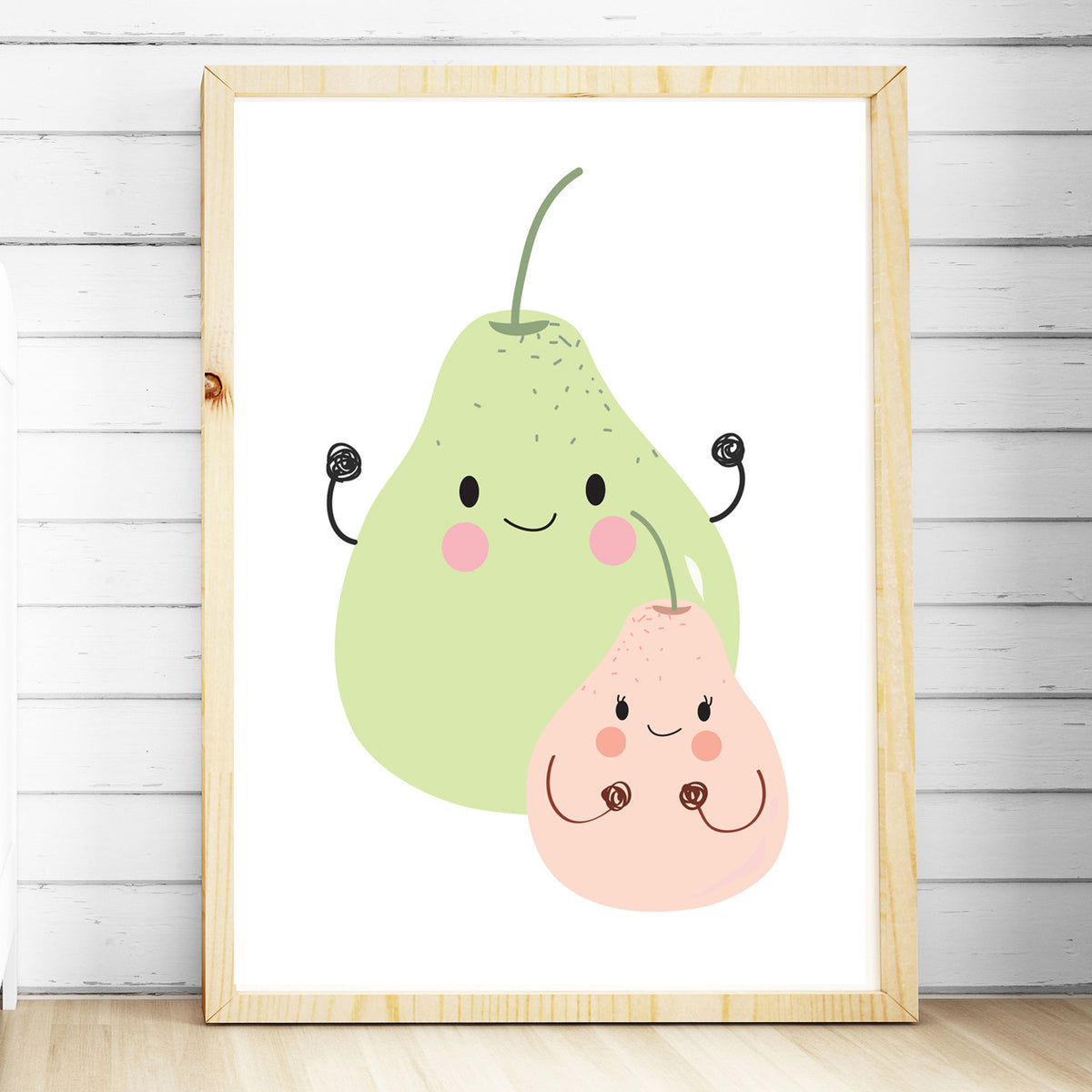 Girls Nursery Prints - Kawaii Pears Print - The Kids Print Store
