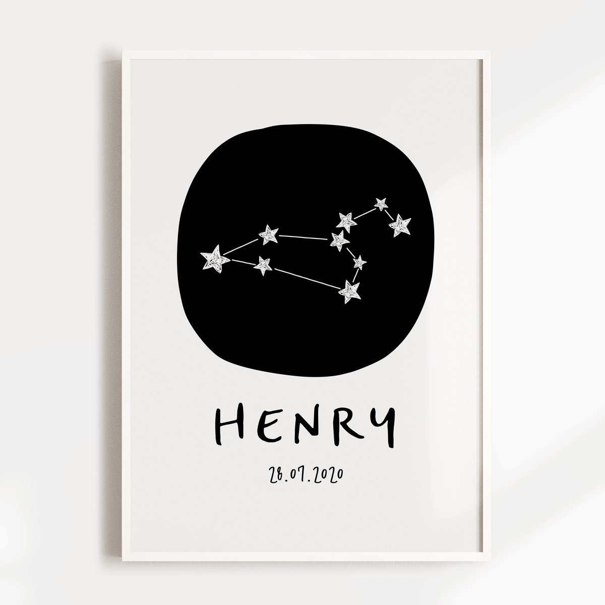 Leo Zodiac Constellation Nursery Wall Art Birth Print