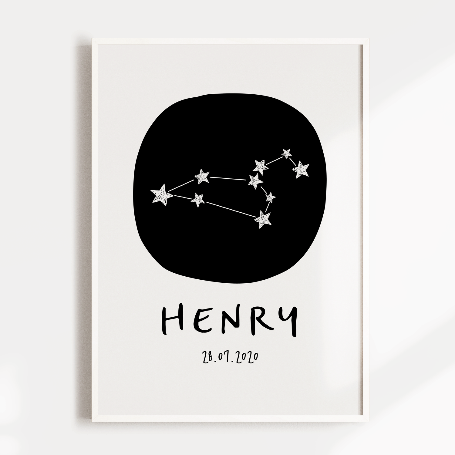 Leo Zodiac Constellation Nursery Wall Art Birth Print