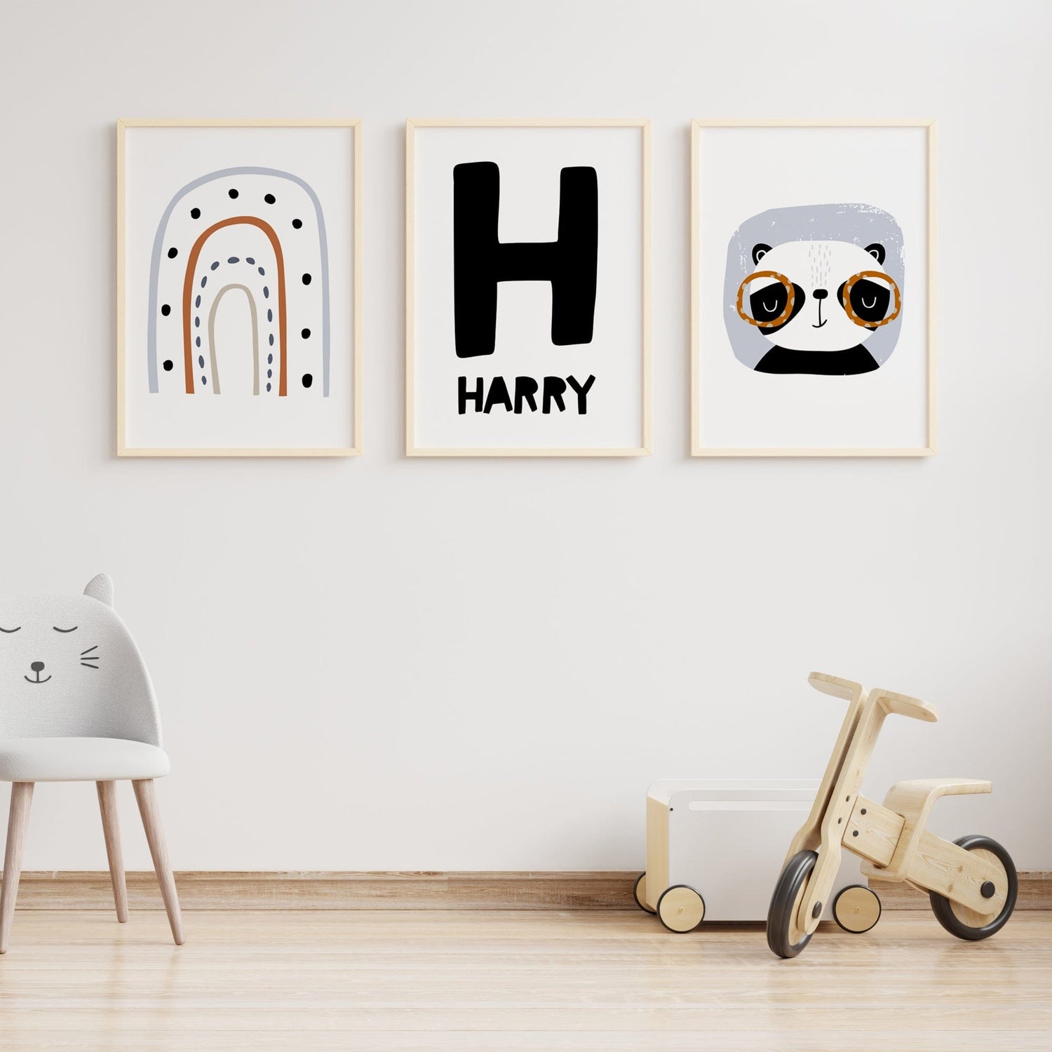Panda, Rainbow & Name Prints