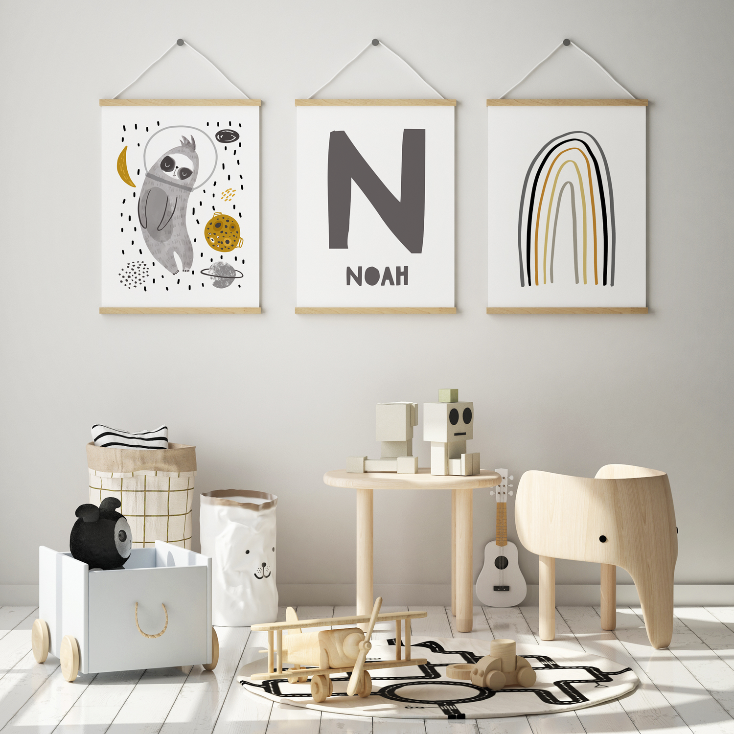 Sloth in Space, Rainbow & Name Prints