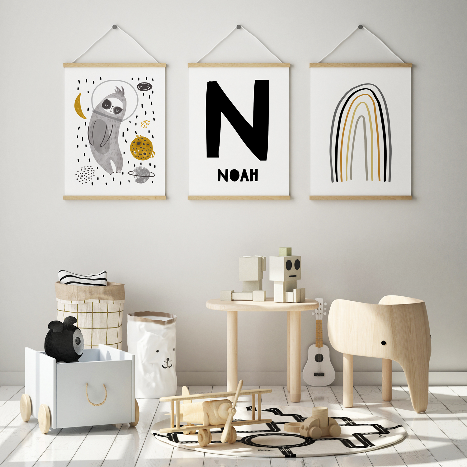 Sloth in Space, Rainbow & Name Prints