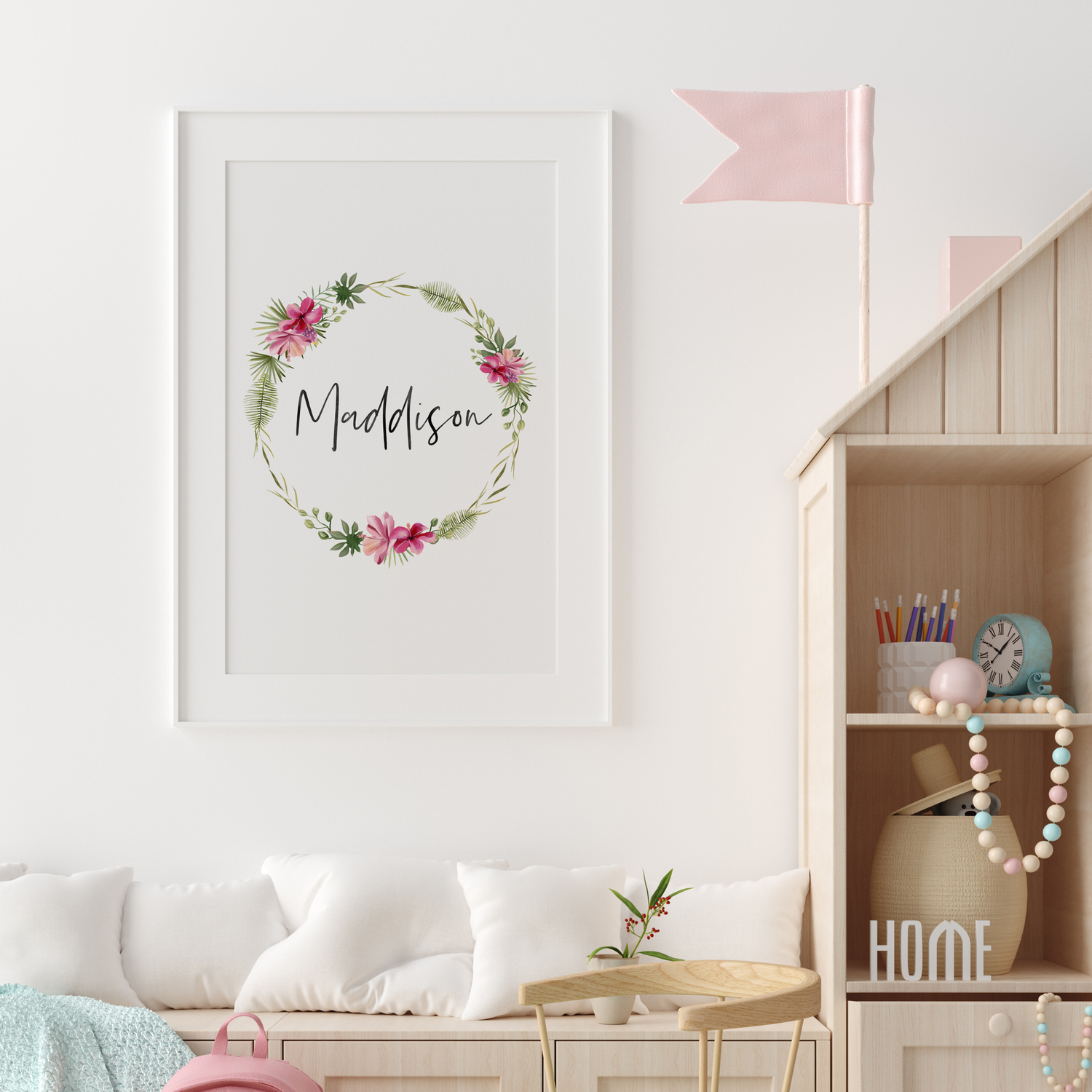 Tropical Wreath Name Print