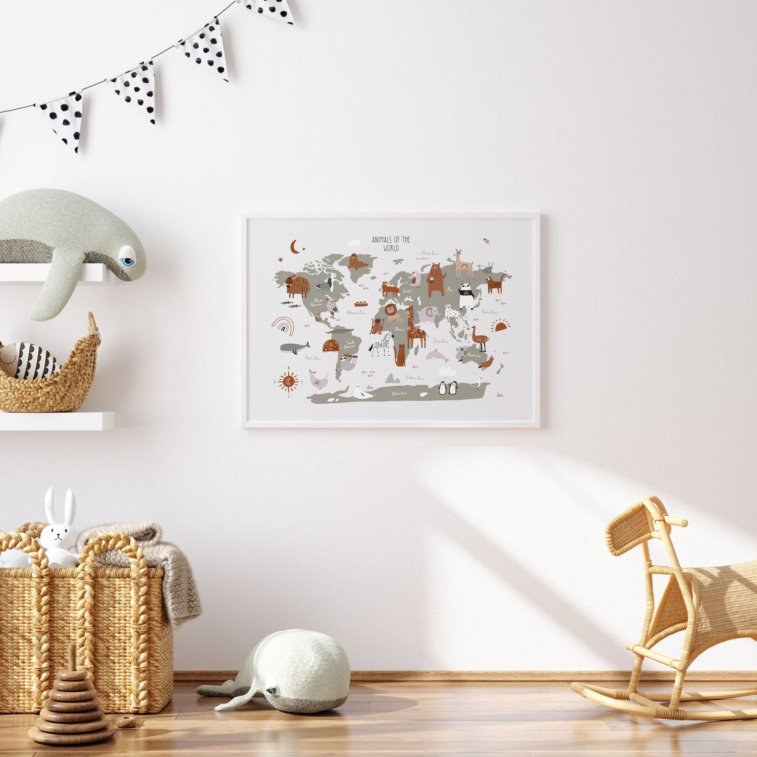 Animal World Map Print