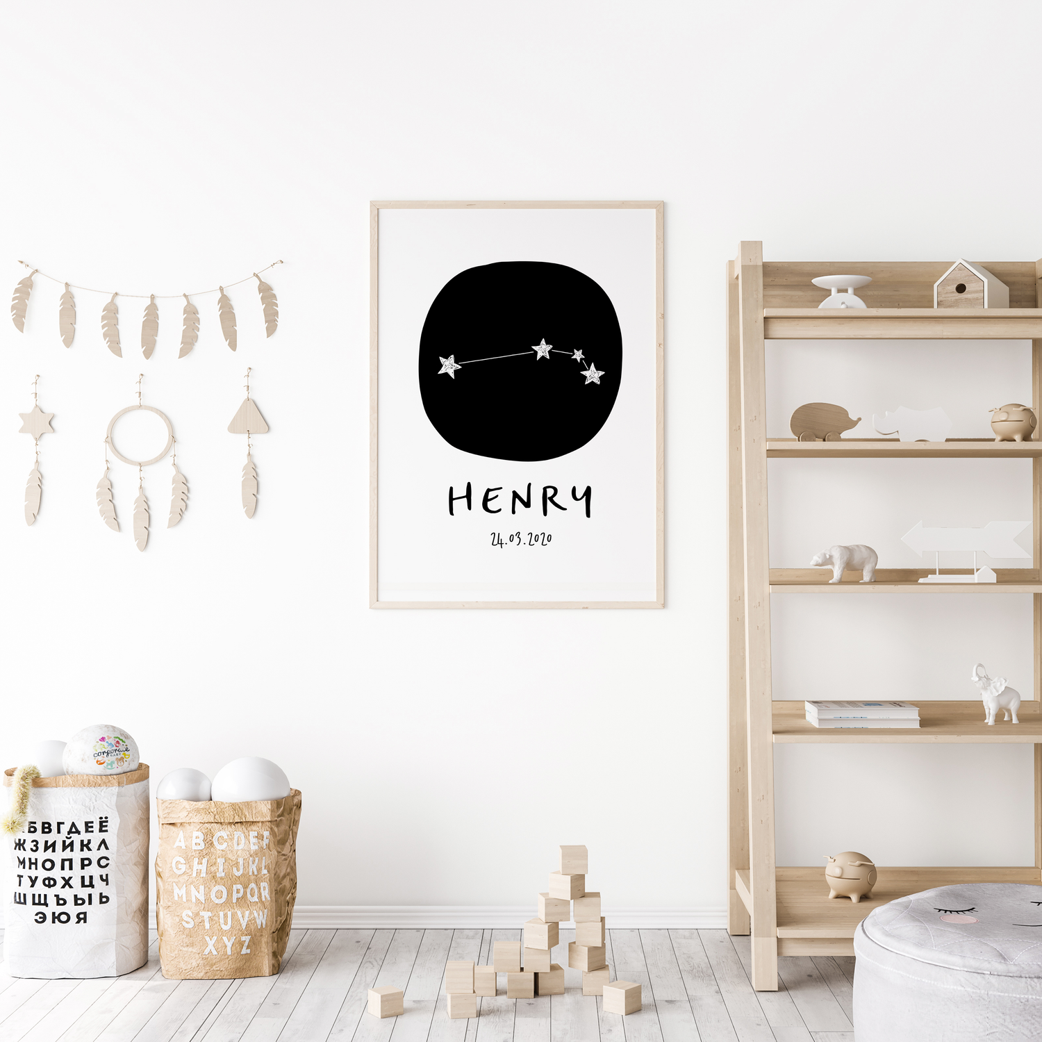 Aries Zodiac Constellation Nursery Wall Art Birth Print