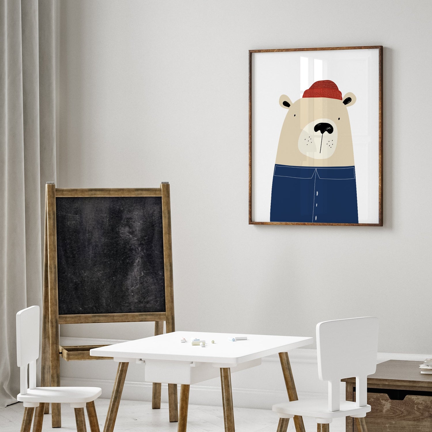 Bear Sailor Print - Blue