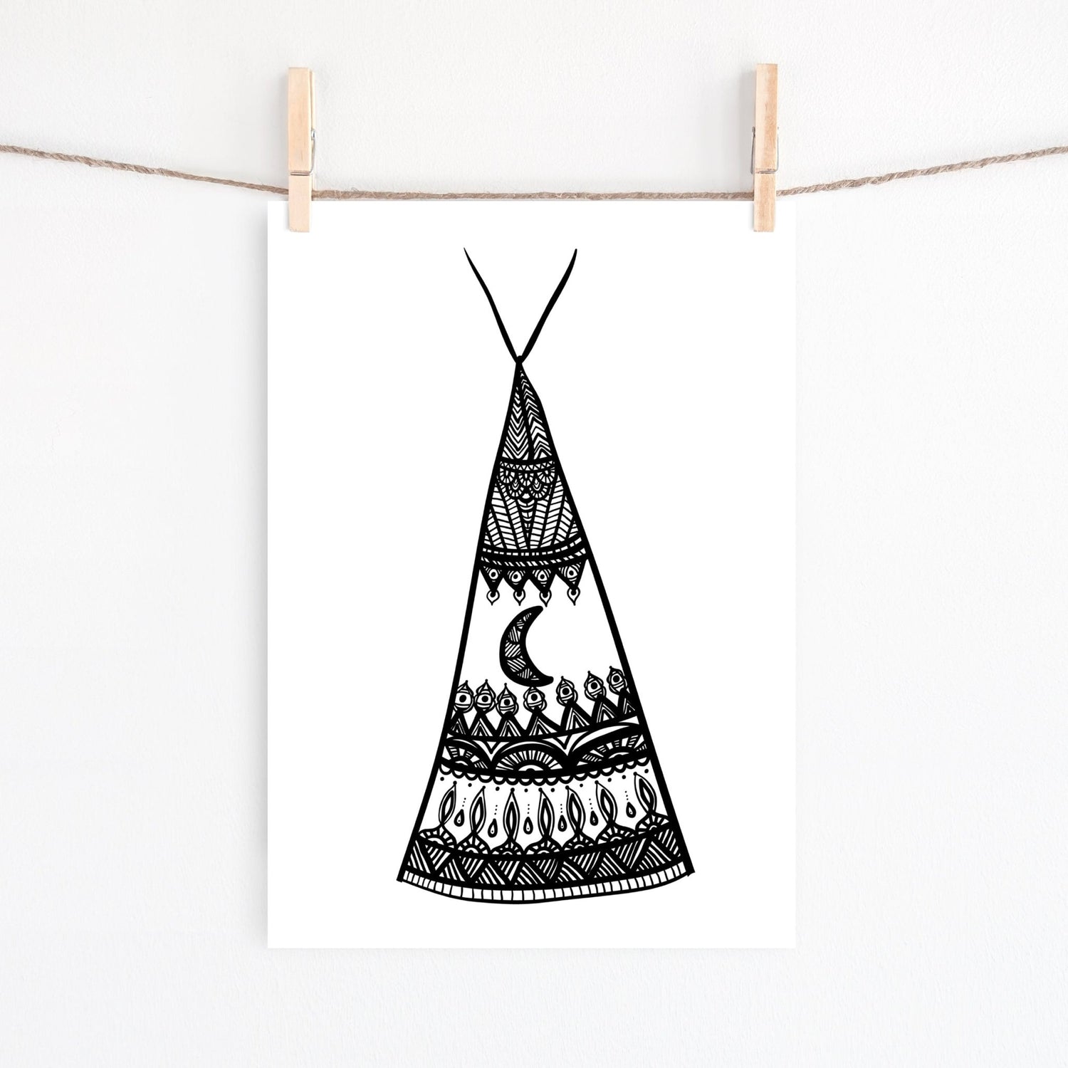 Black Boho Teepee Print