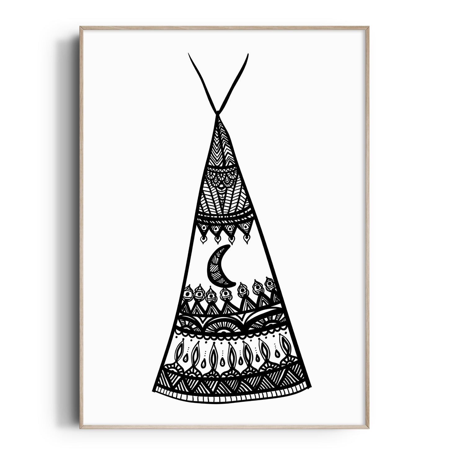 Black Boho Teepee Print