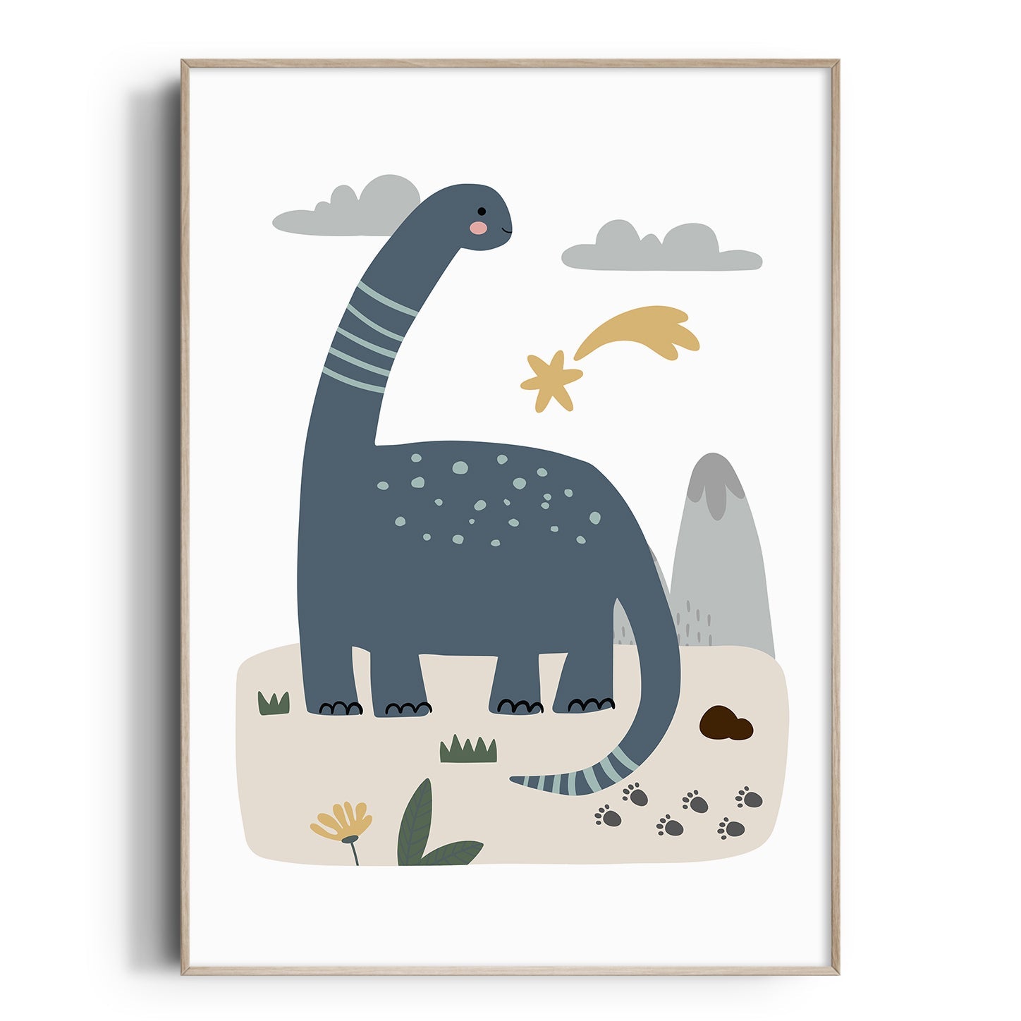 Blue Dinosaur Print
