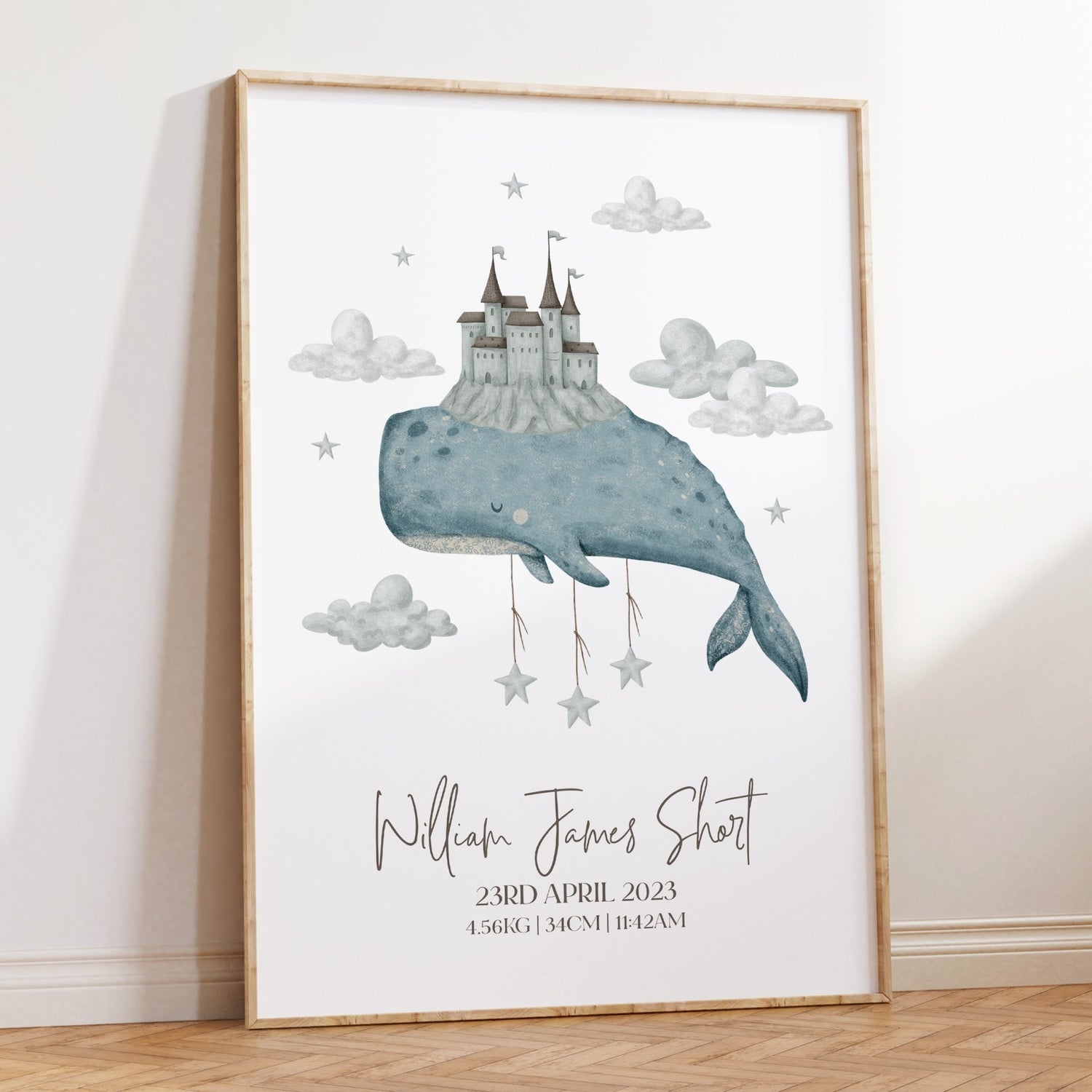Boho Whale & Castle Birth Print