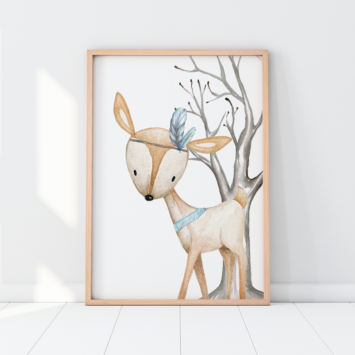 Boys Woodland Deer Nursery Print