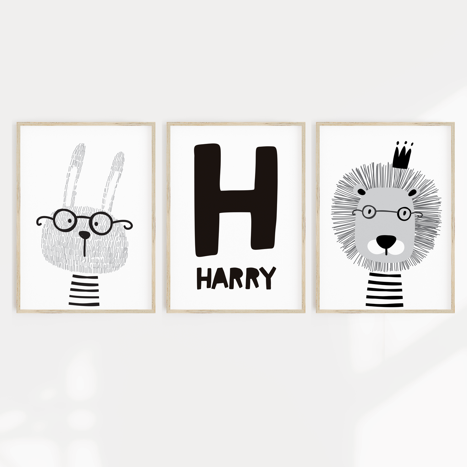 Scandi Lion, Bunny & Name Prints