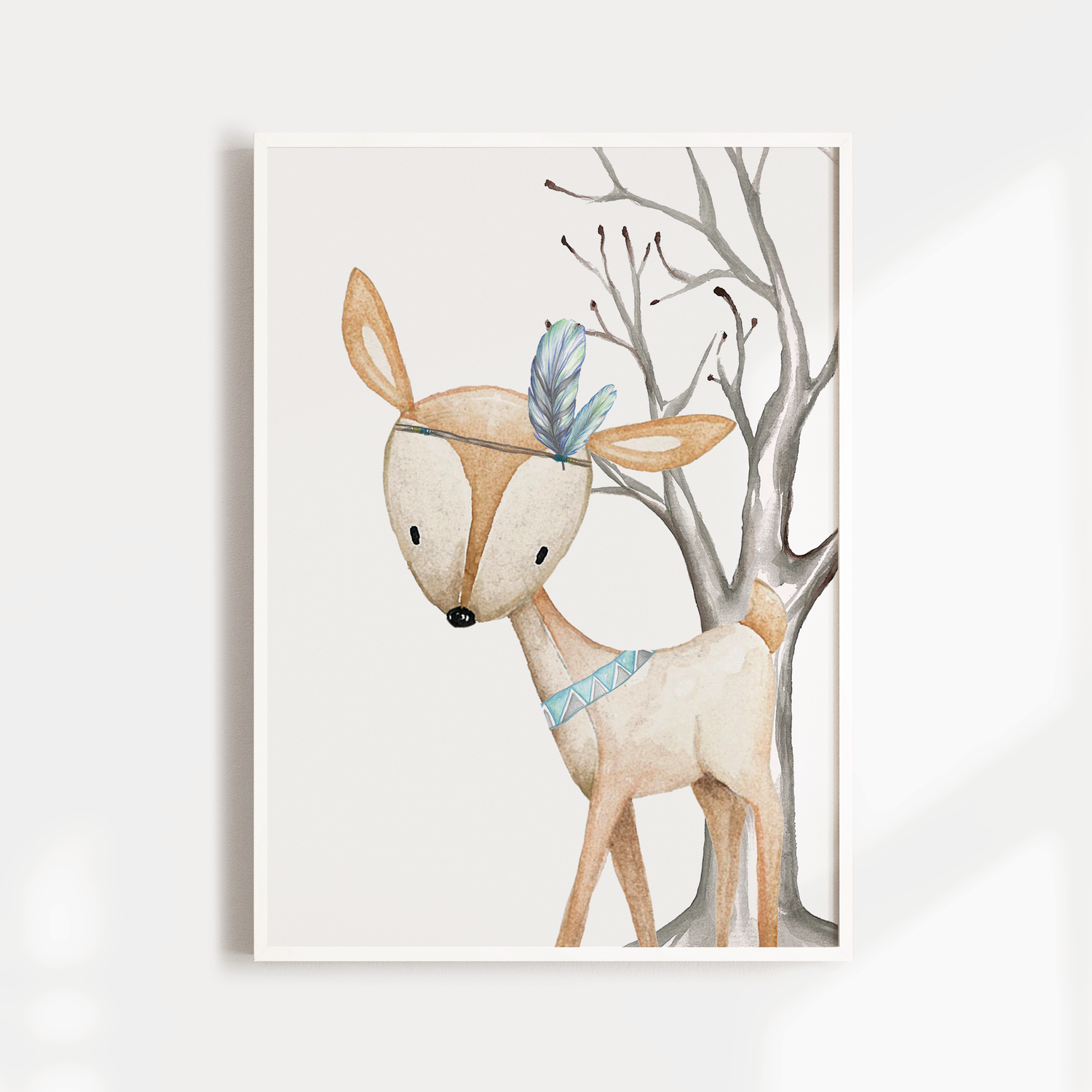 Boys Woodland Deer Nursery Print