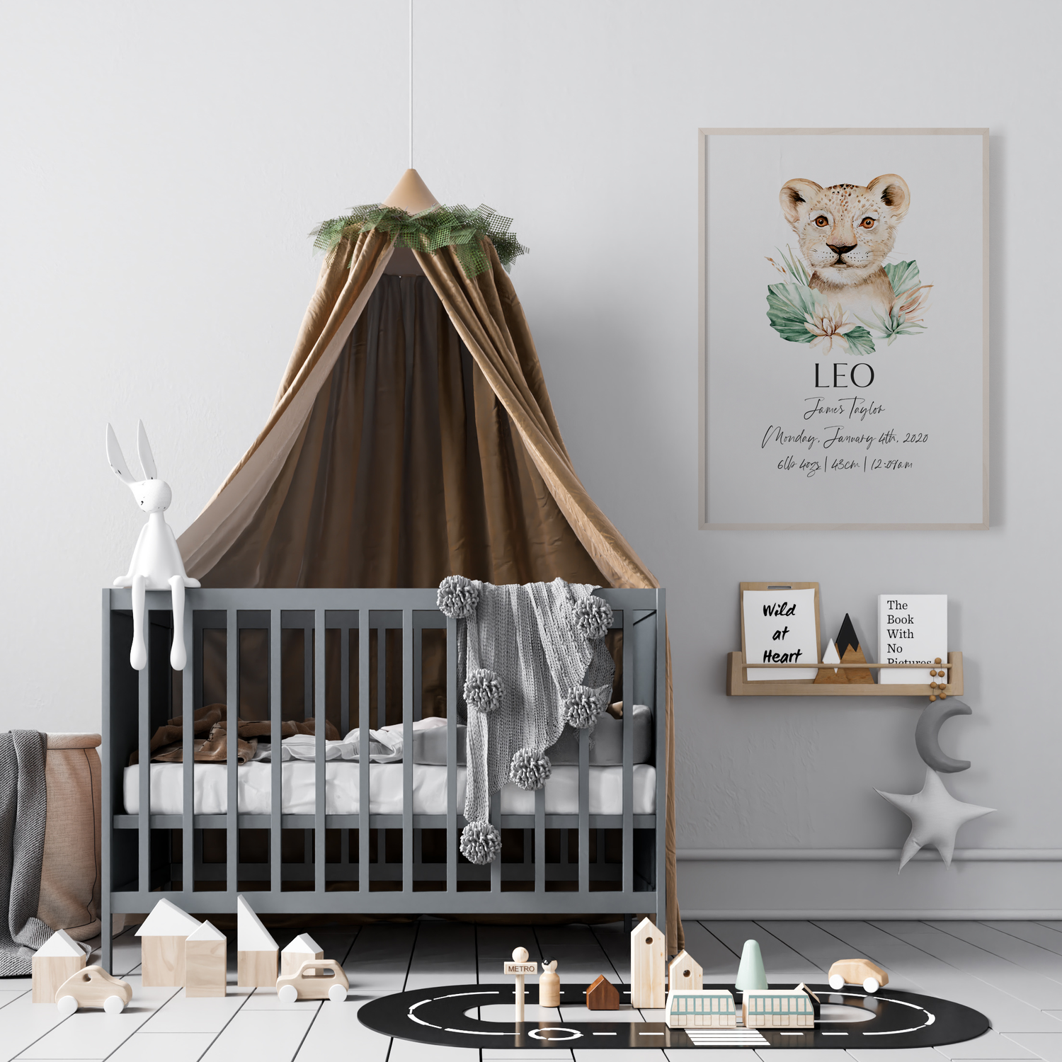 Safari Lion Birth Print