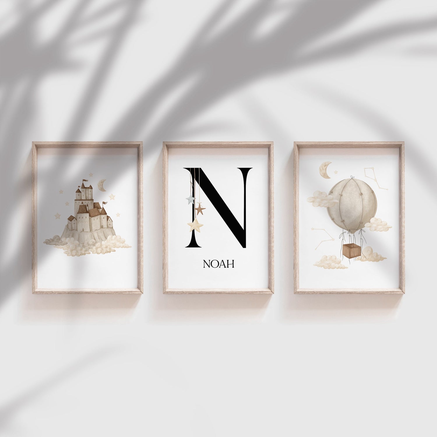 Castle, Hot Air Balloon & Name Print