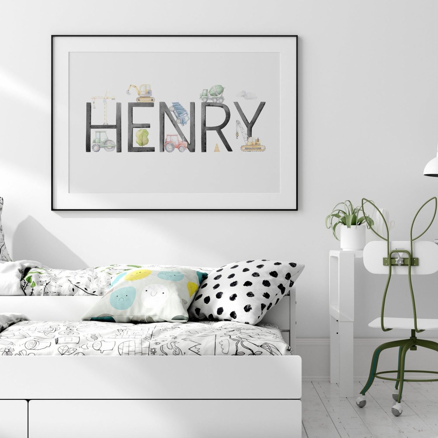 Construction Vehicle Name Print