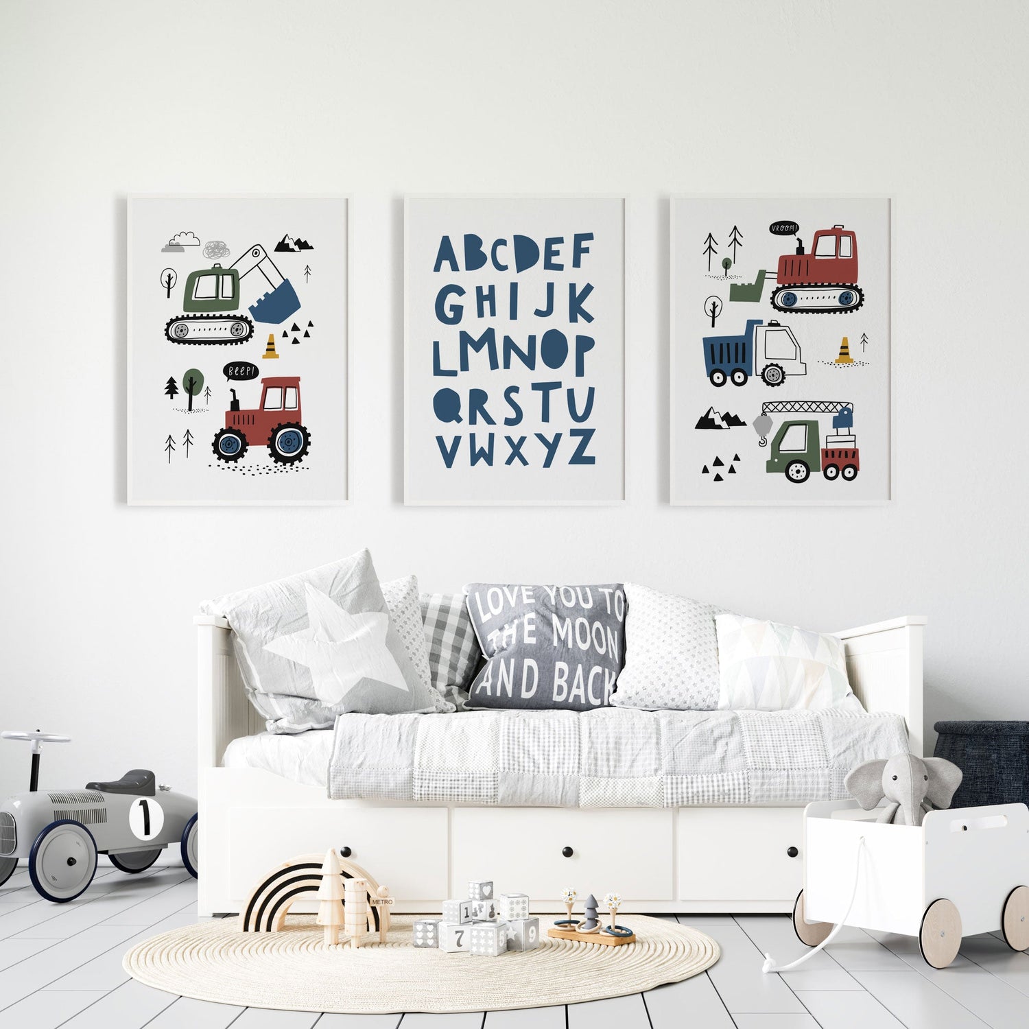 Construction Vehicles & Alphabet Prints