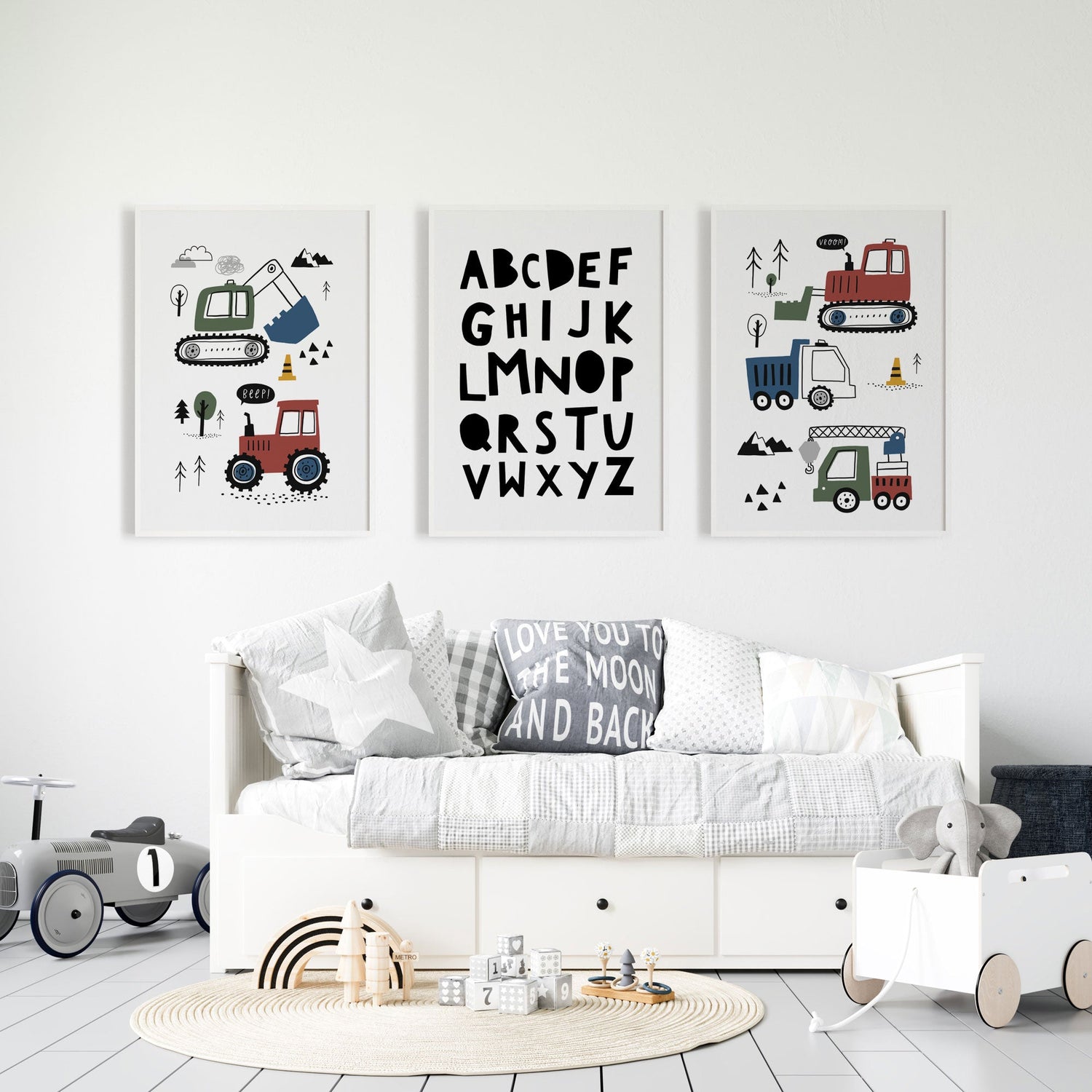 Construction Vehicles & Alphabet Prints
