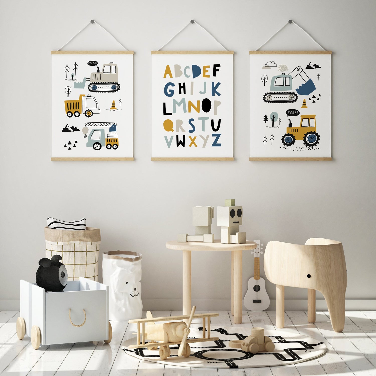 Construction Vehicles & Alphabet Prints