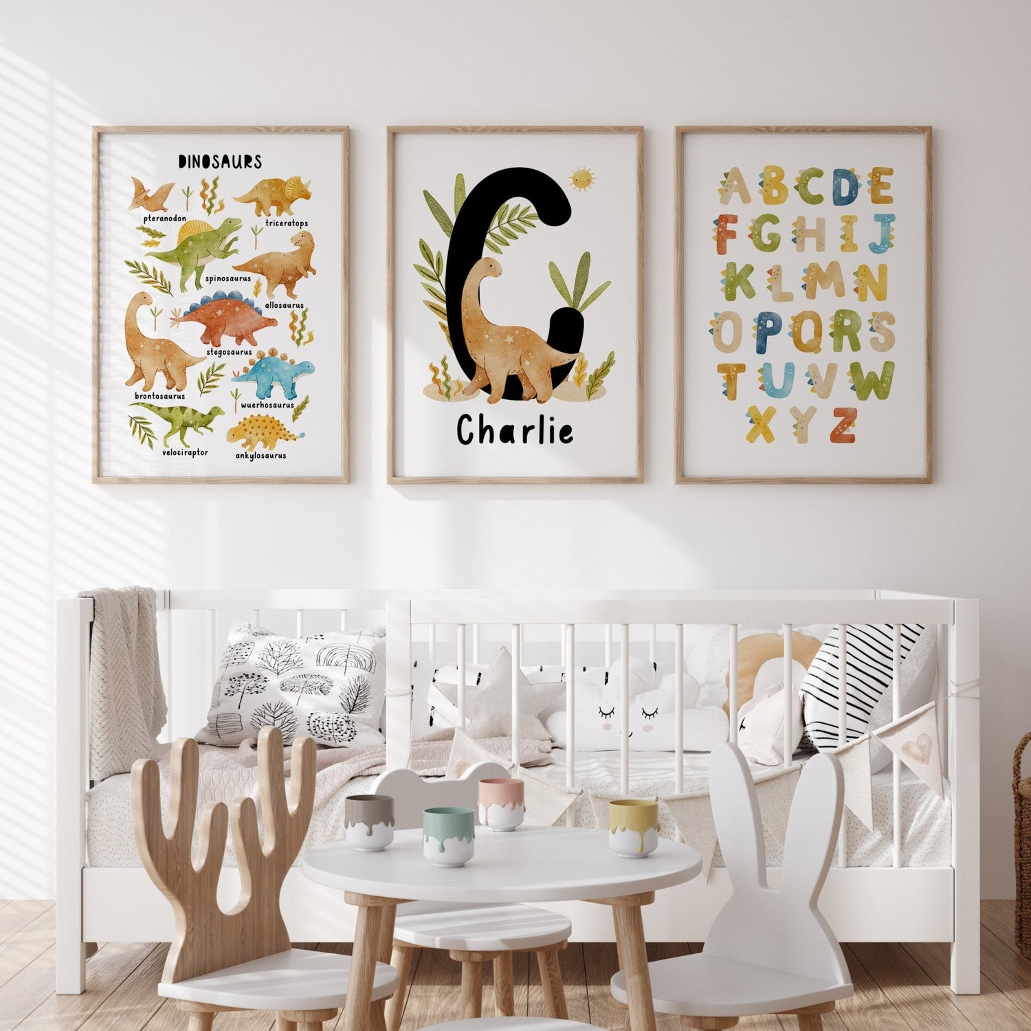 Dinosaur Chart, Alphabet & Name Prints