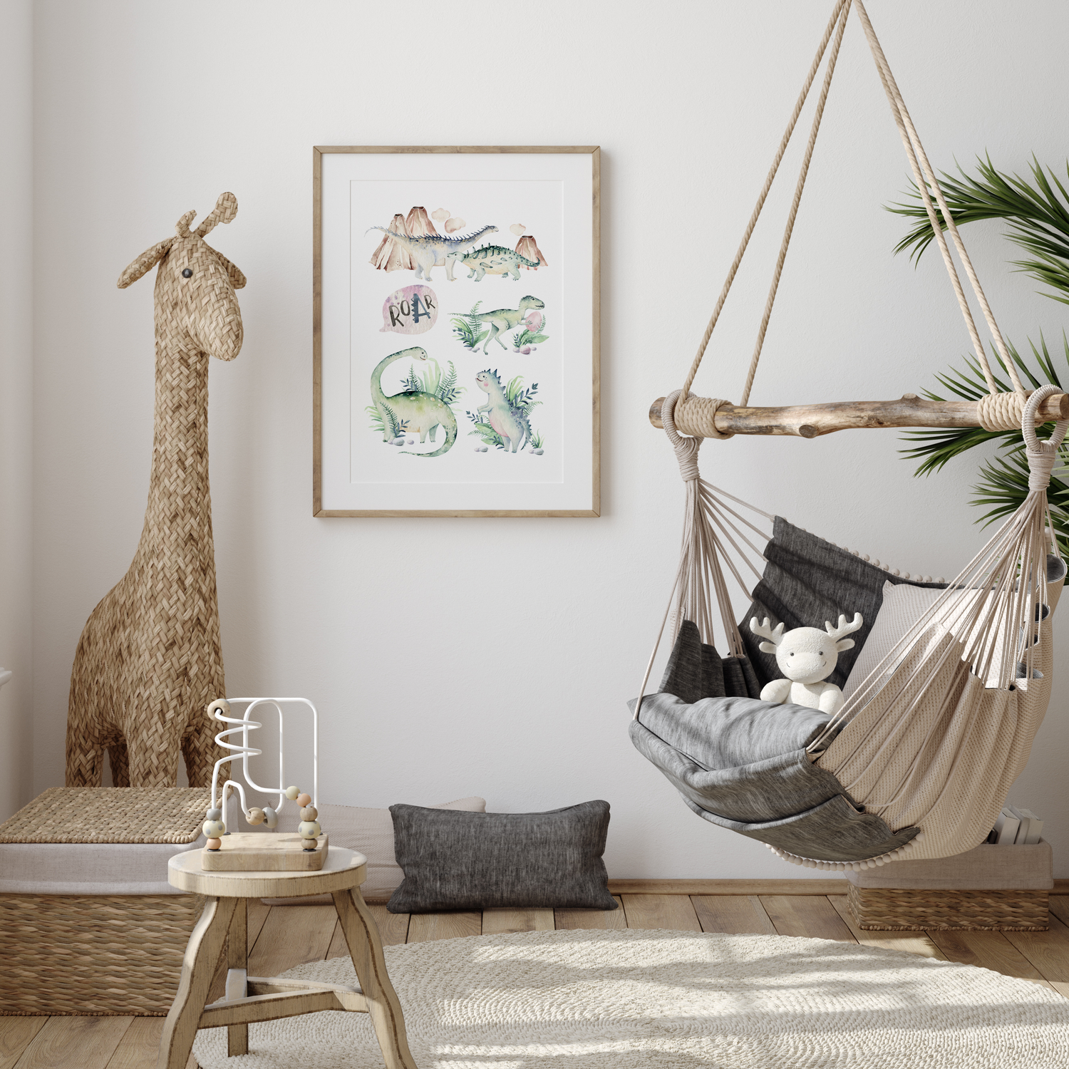 Watercolour Dinosaurs Roar Print