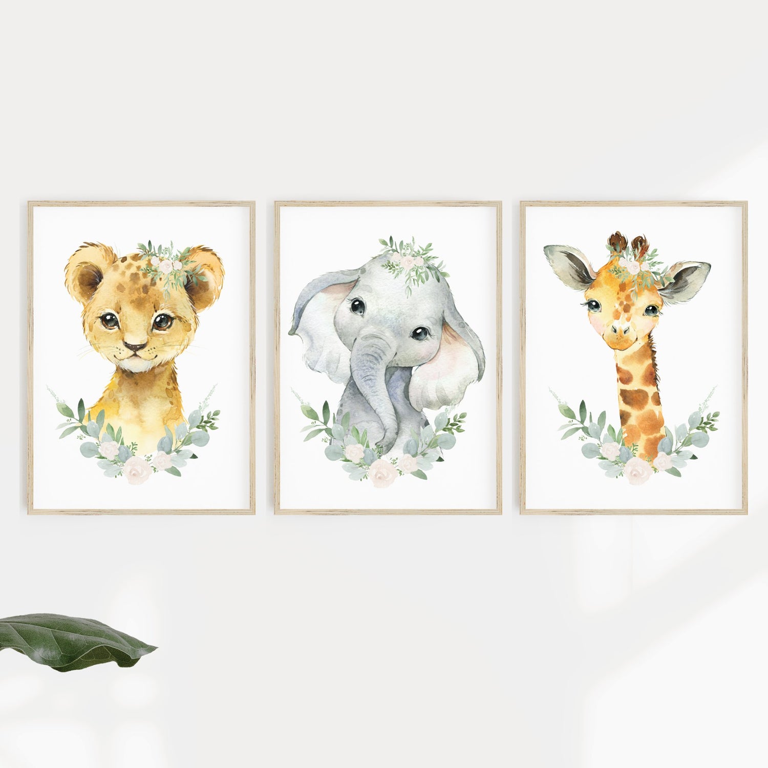 Floral Lion, Elephant & Giraffe Prints